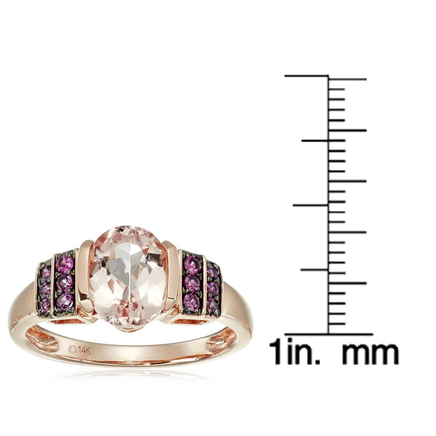 Gilded Lane 10K Gold 9x7mm Morganite & Rhodolite Ring - Image 4