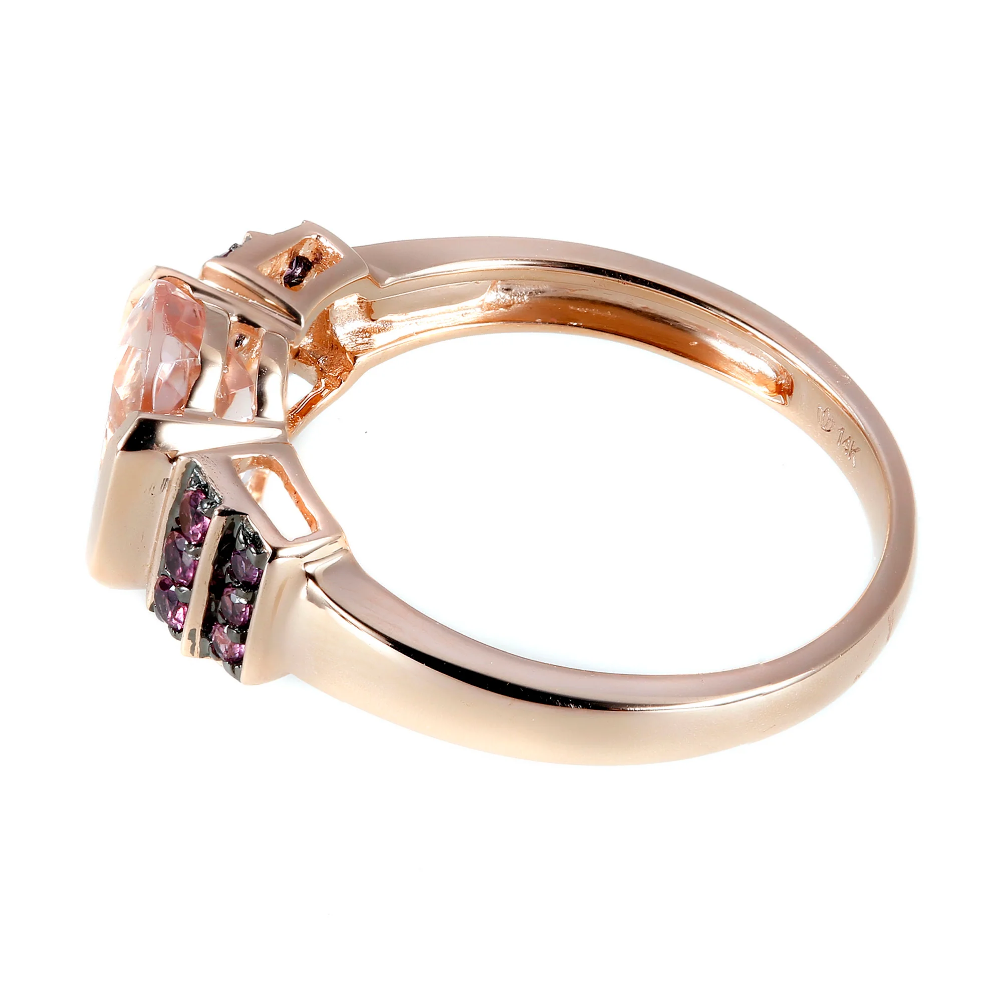 Gilded Lane 10K Gold 9x7mm Morganite & Rhodolite Ring - Image 5