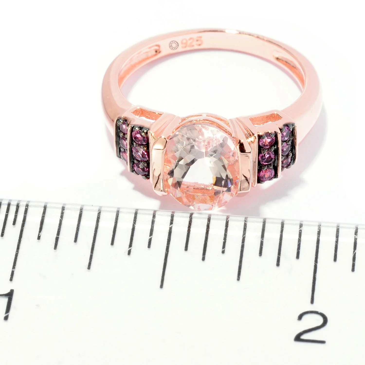 Gilded Lane 10K Gold 9x7mm Morganite & Rhodolite Ring - Image 6