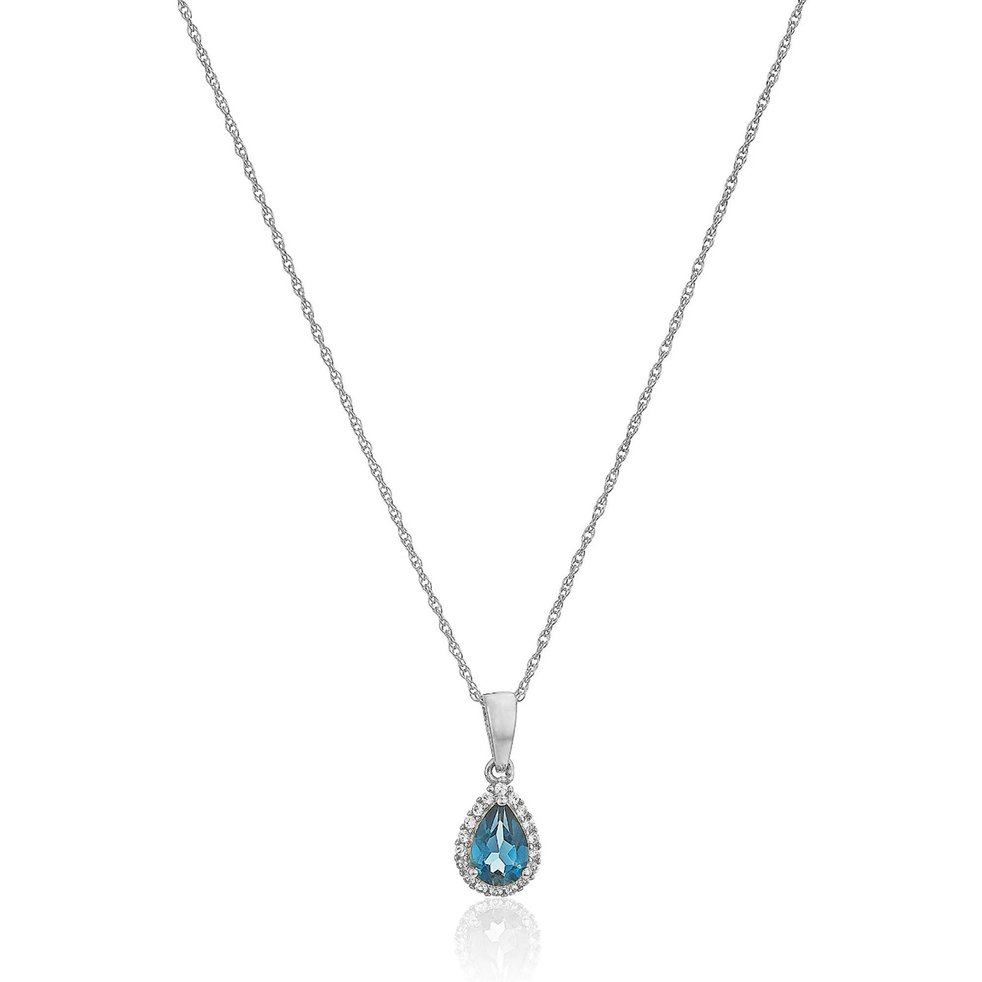 Gilded Lane 10K Gold Gem & Created White Sapphire Halo Pendant - Image 10