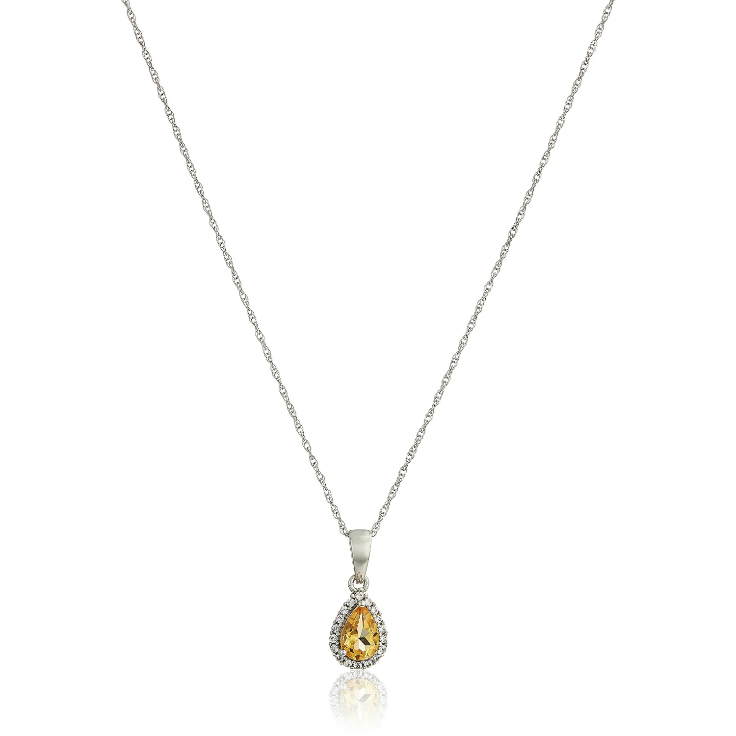 Gilded Lane 10K Gold Gem & Created White Sapphire Halo Pendant - Image 12