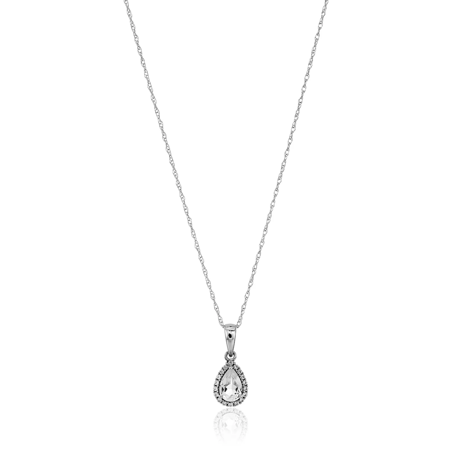 Gilded Lane 10K Gold Gem & Created White Sapphire Halo Pendant - Image 15