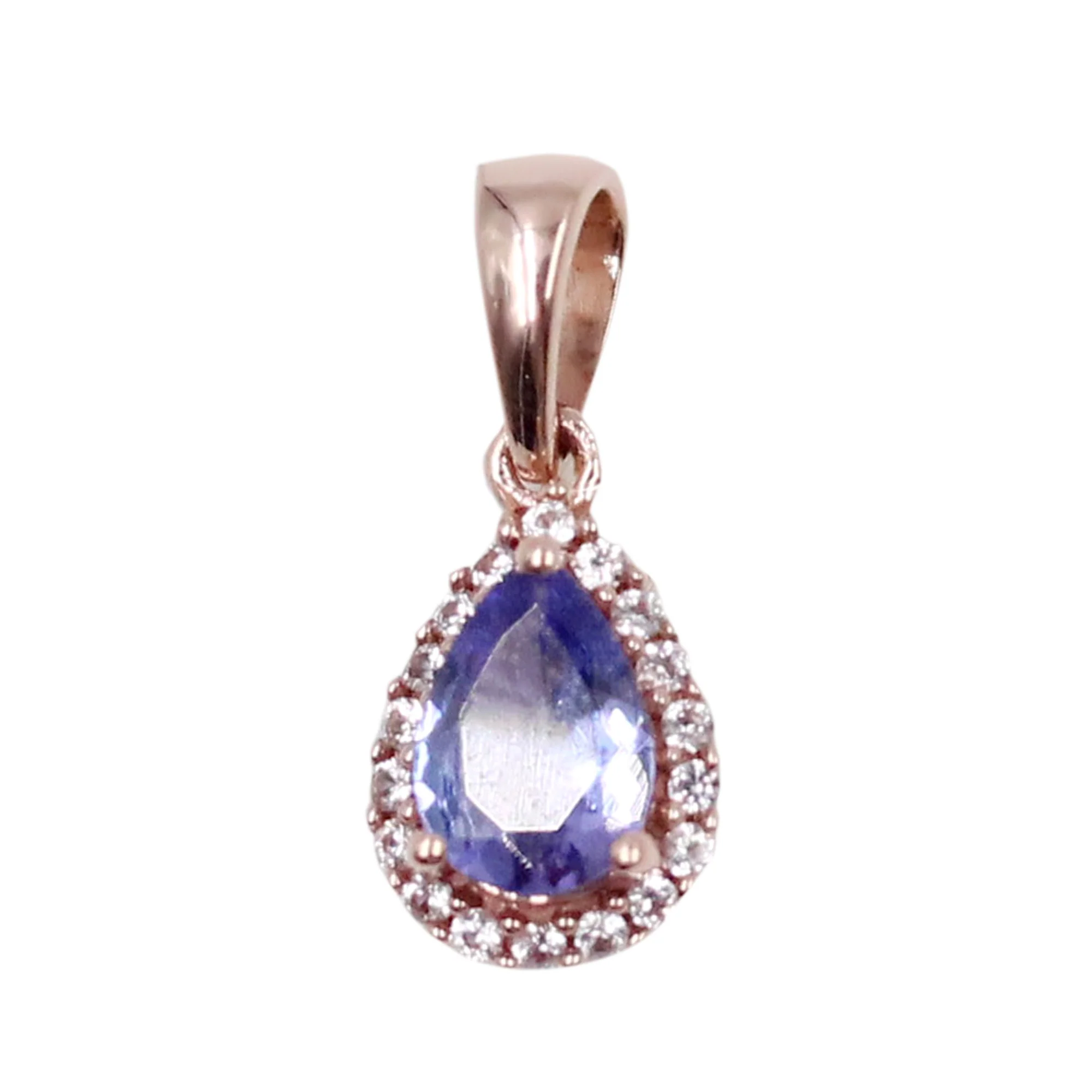 Gilded Lane 10K Gold Gem & Created White Sapphire Halo Pendant - Image 17