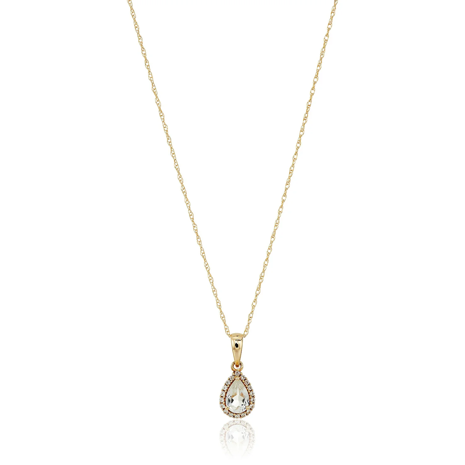 Gilded Lane 10K Gold Gem & Created White Sapphire Halo Pendant - Image 2