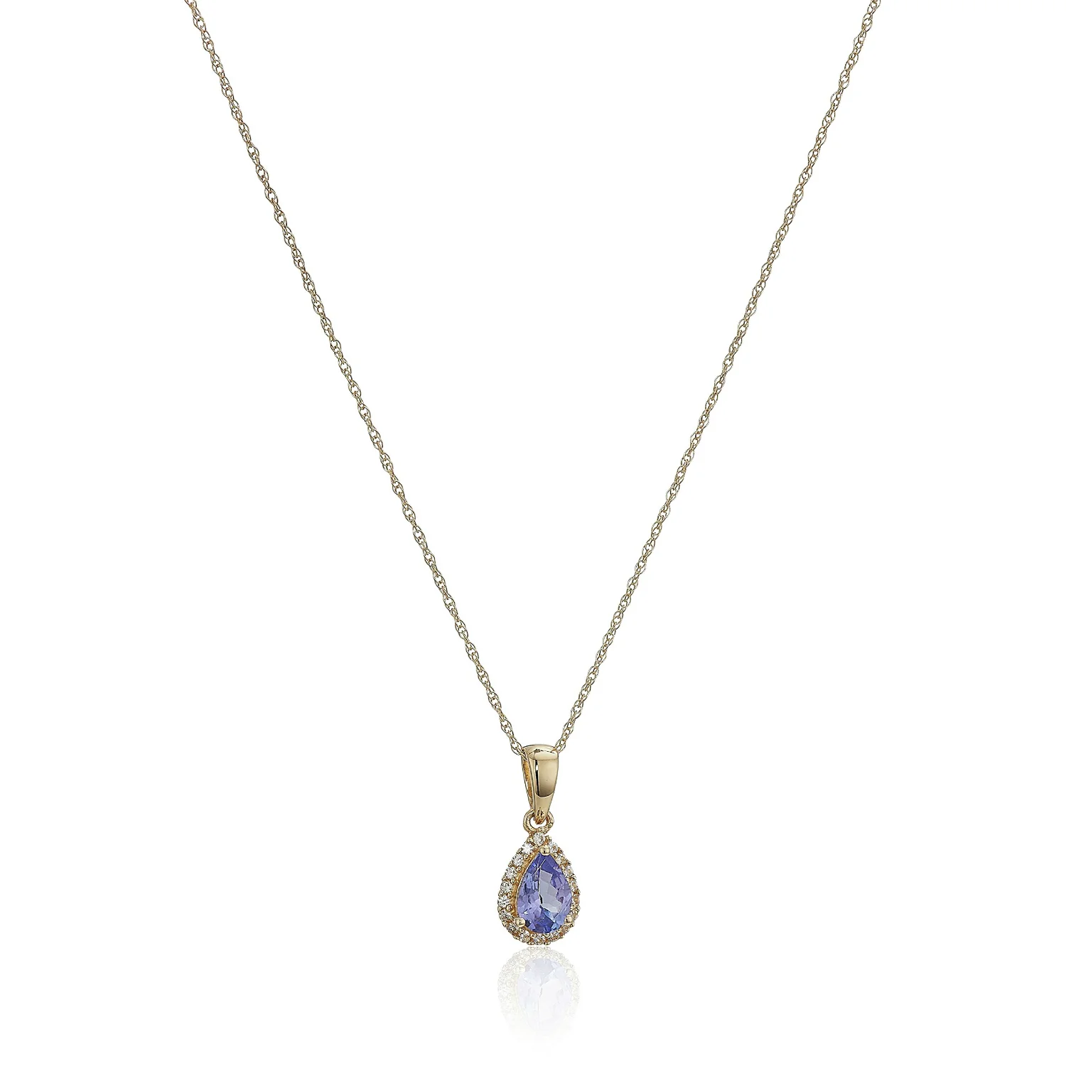 Gilded Lane 10K Gold Gem & Created White Sapphire Halo Pendant - Image 3