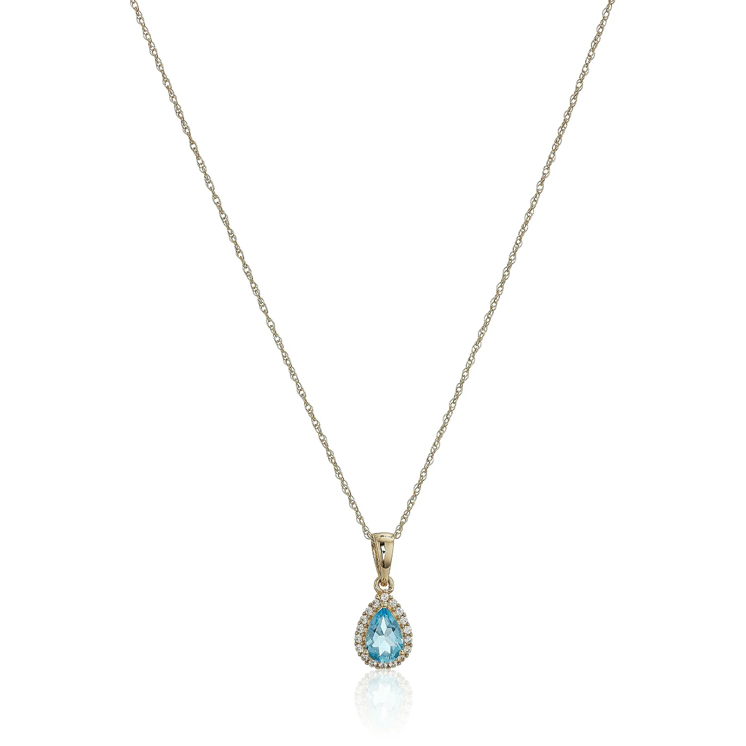 Gilded Lane 10K Gold Gem & Created White Sapphire Halo Pendant - Image 4
