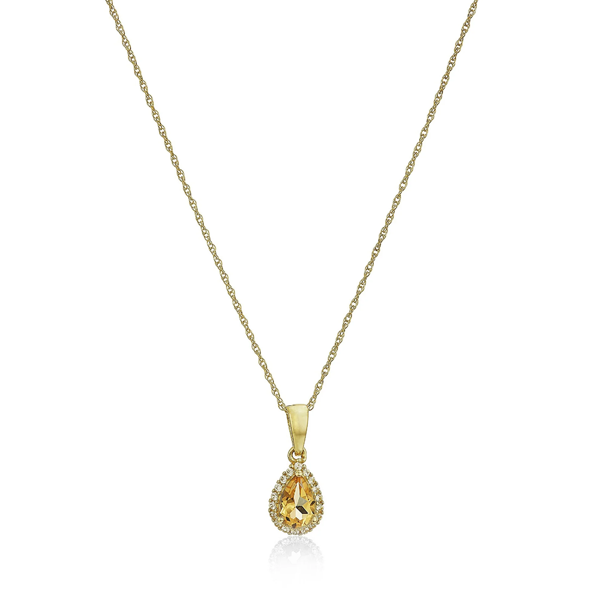 Gilded Lane 10K Gold Gem & Created White Sapphire Halo Pendant - Image 5