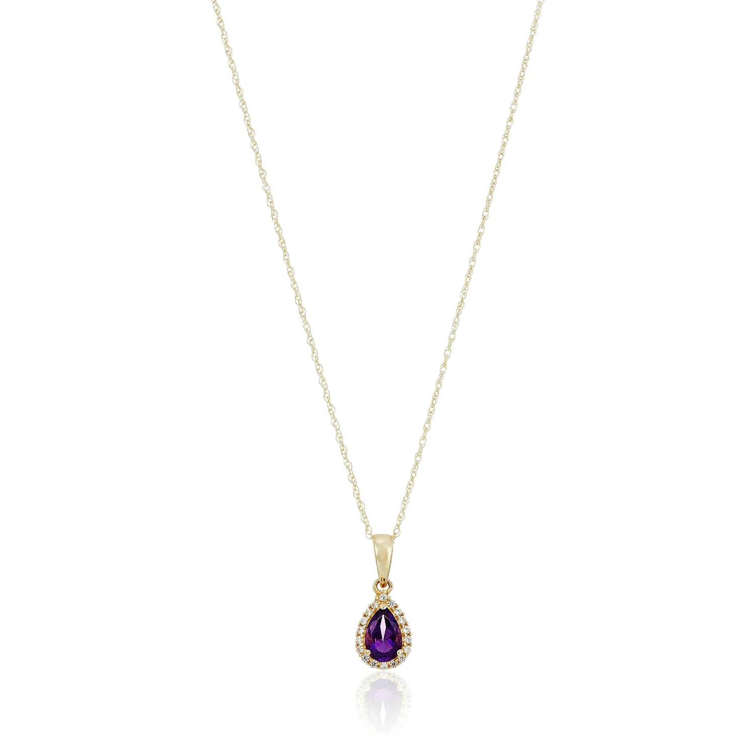 Gilded Lane 10K Gold Gem & Created White Sapphire Halo Pendant - Image 7