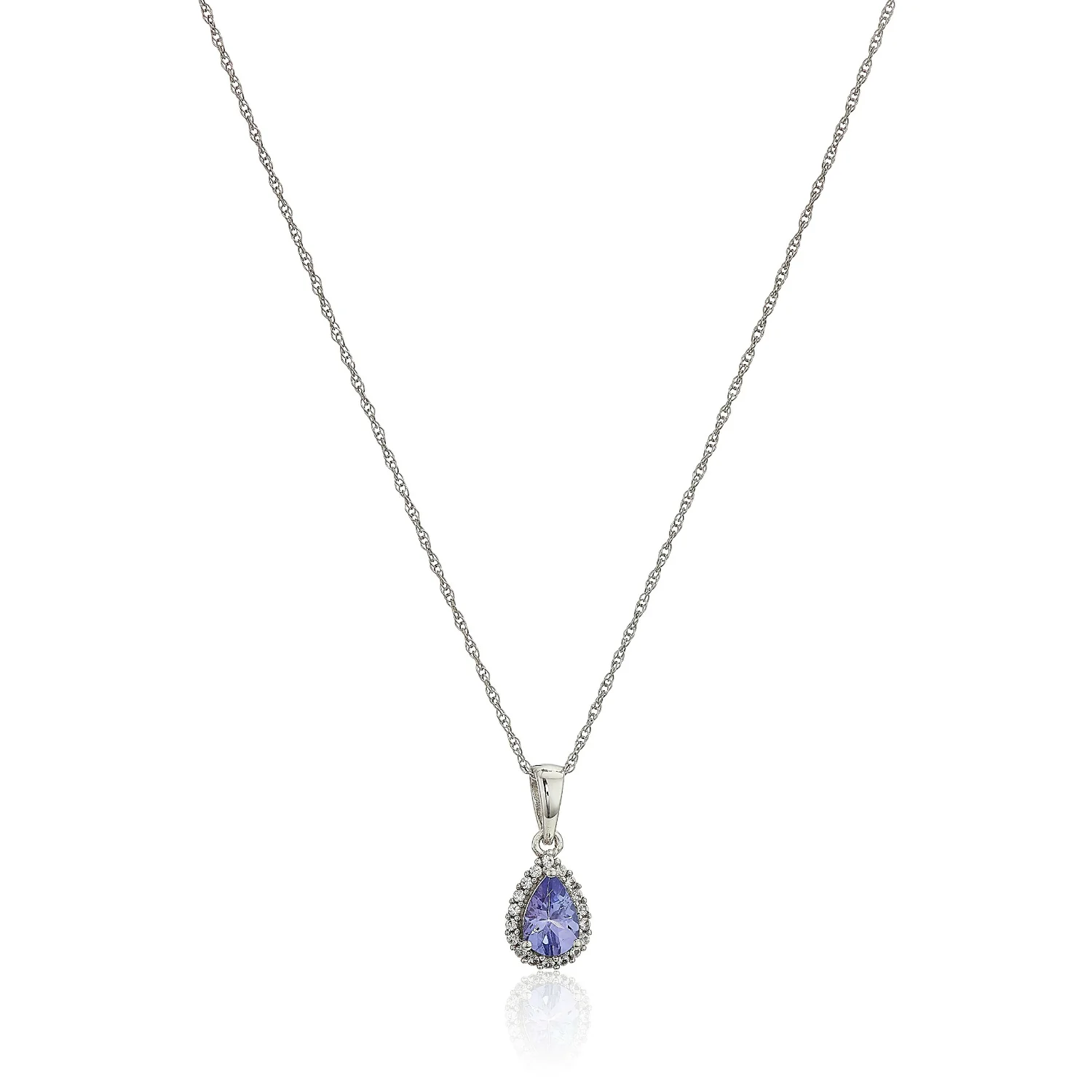 Gilded Lane 10K Gold Gem & Created White Sapphire Halo Pendant - Image 8
