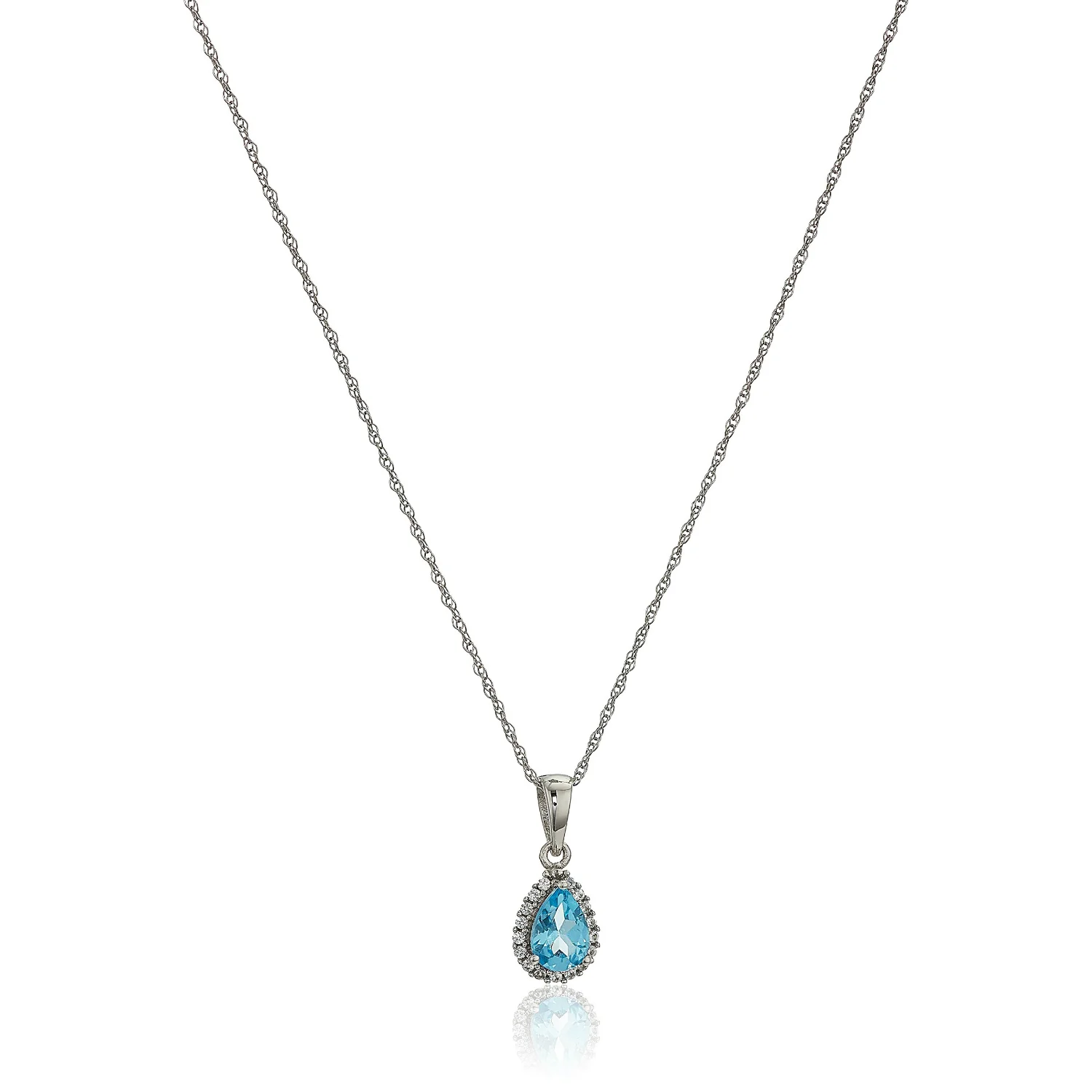 Gilded Lane 10K Gold Gem & Created White Sapphire Halo Pendant - Image 9