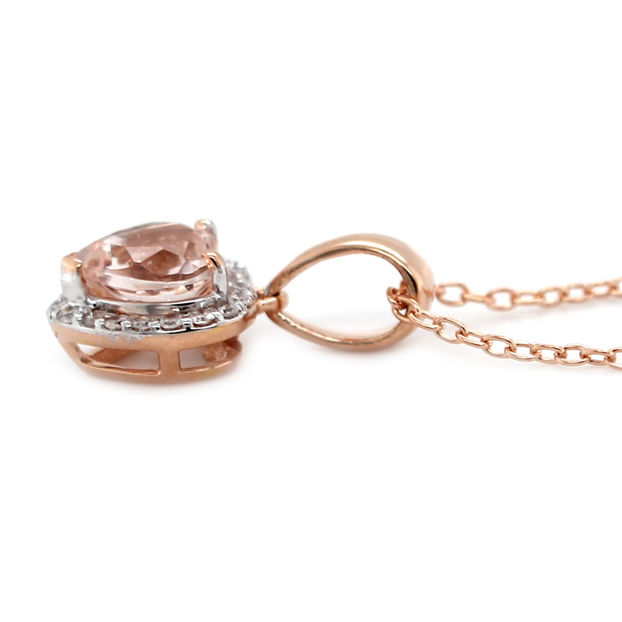 Gilded Lane 10K Gold Heart-Shaped Gem & Diamond Halo Pendant - Image 12