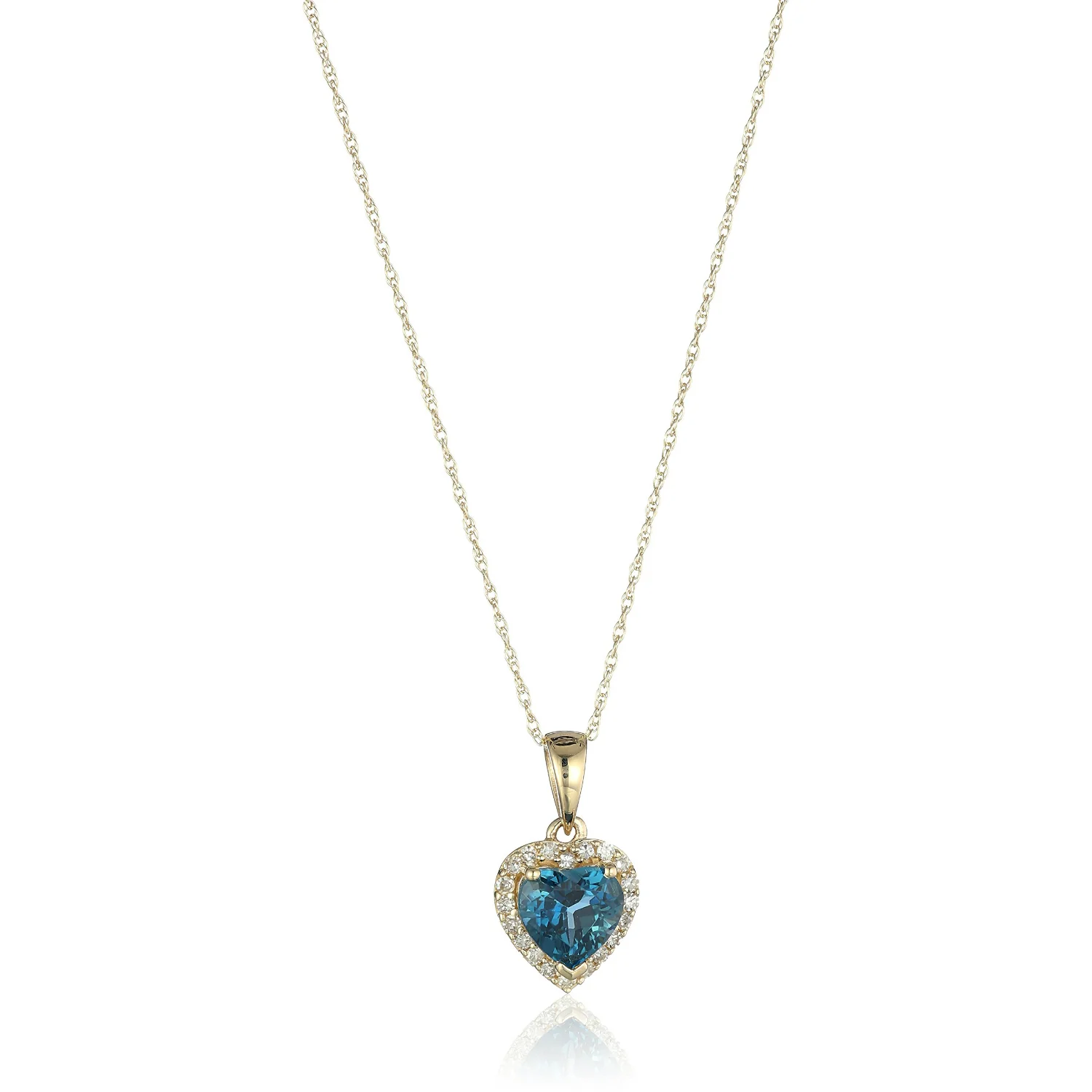 Gilded Lane 10K Gold Heart-Shaped Gem & Diamond Halo Pendant - Image 2