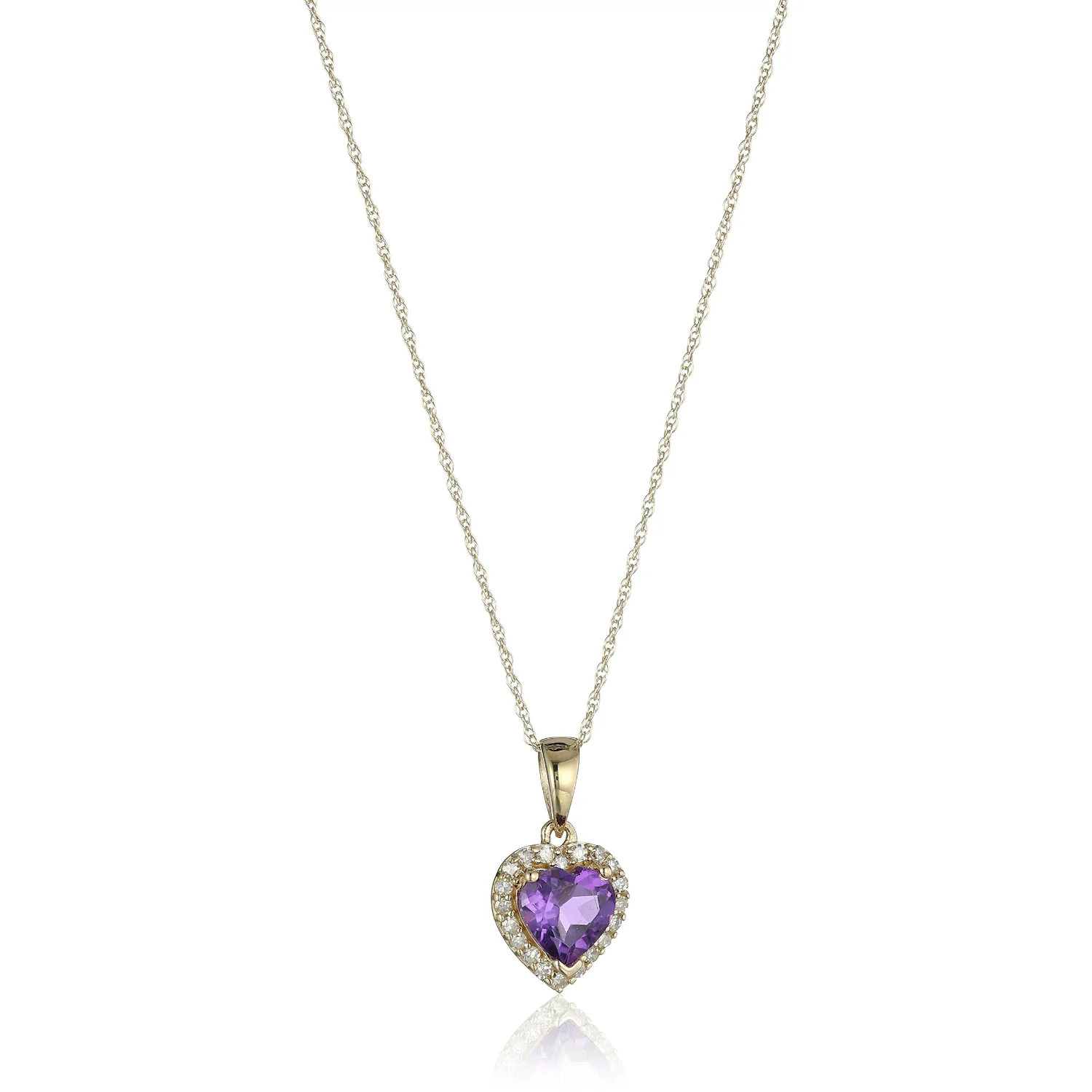Gilded Lane 10K Gold Heart-Shaped Gem & Diamond Halo Pendant - Image 3