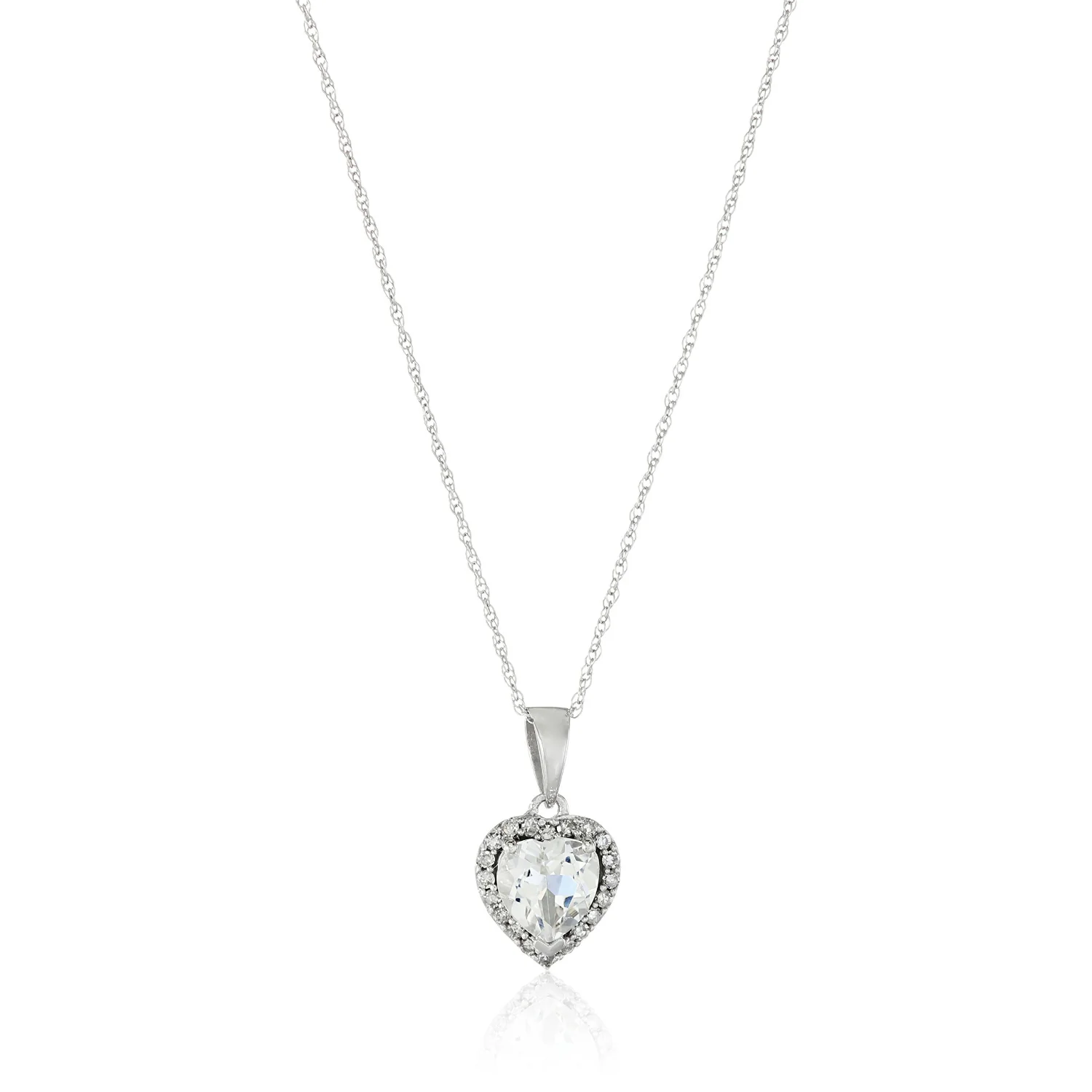 Gilded Lane 10K Gold Heart-Shaped Gem & Diamond Halo Pendant - Image 4