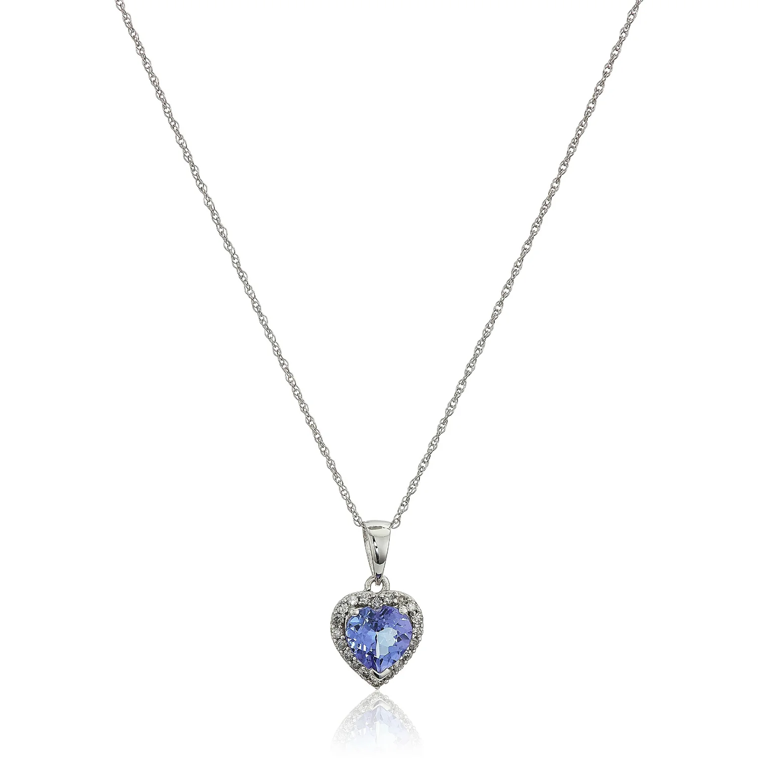 Gilded Lane 10K Gold Heart-Shaped Gem & Diamond Halo Pendant - Image 5