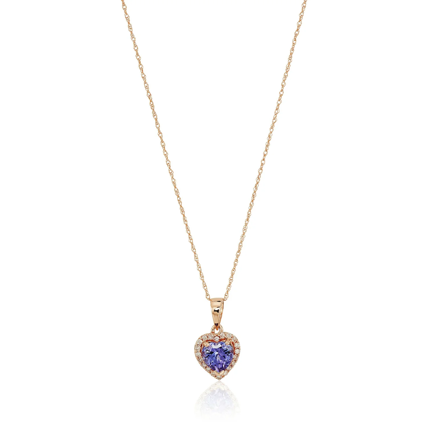 Gilded Lane 10K Gold Heart-Shaped Gem & Diamond Halo Pendant - Image 6