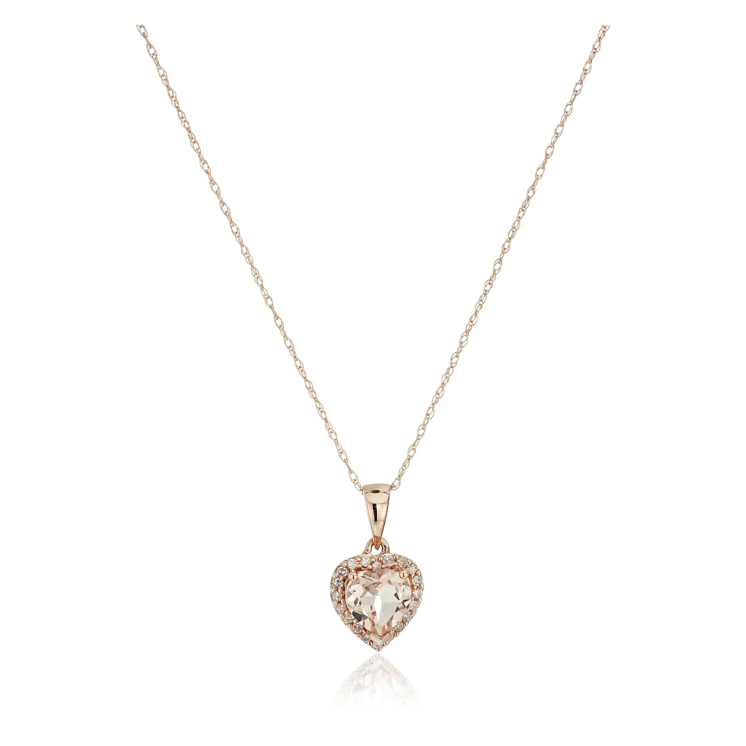 Gilded Lane 10K Gold Heart-Shaped Gem & Diamond Halo Pendant - Image 7