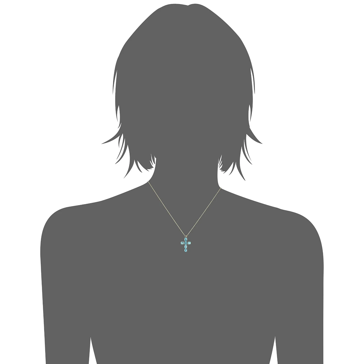 Gilded Lane 10K Gold Swiss Blue Topaz Cross Pendant with Chain - Image 2