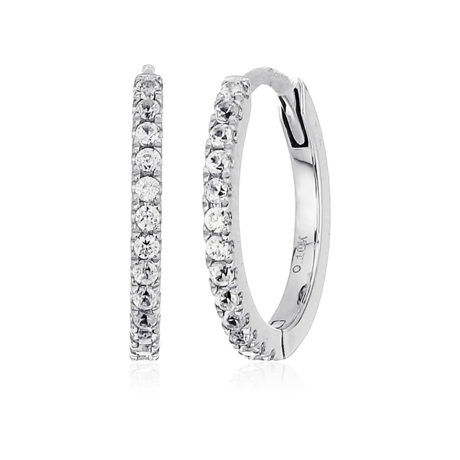 Gilded Lane 10K Gold White Zircon Hoop Earrings - Image 2