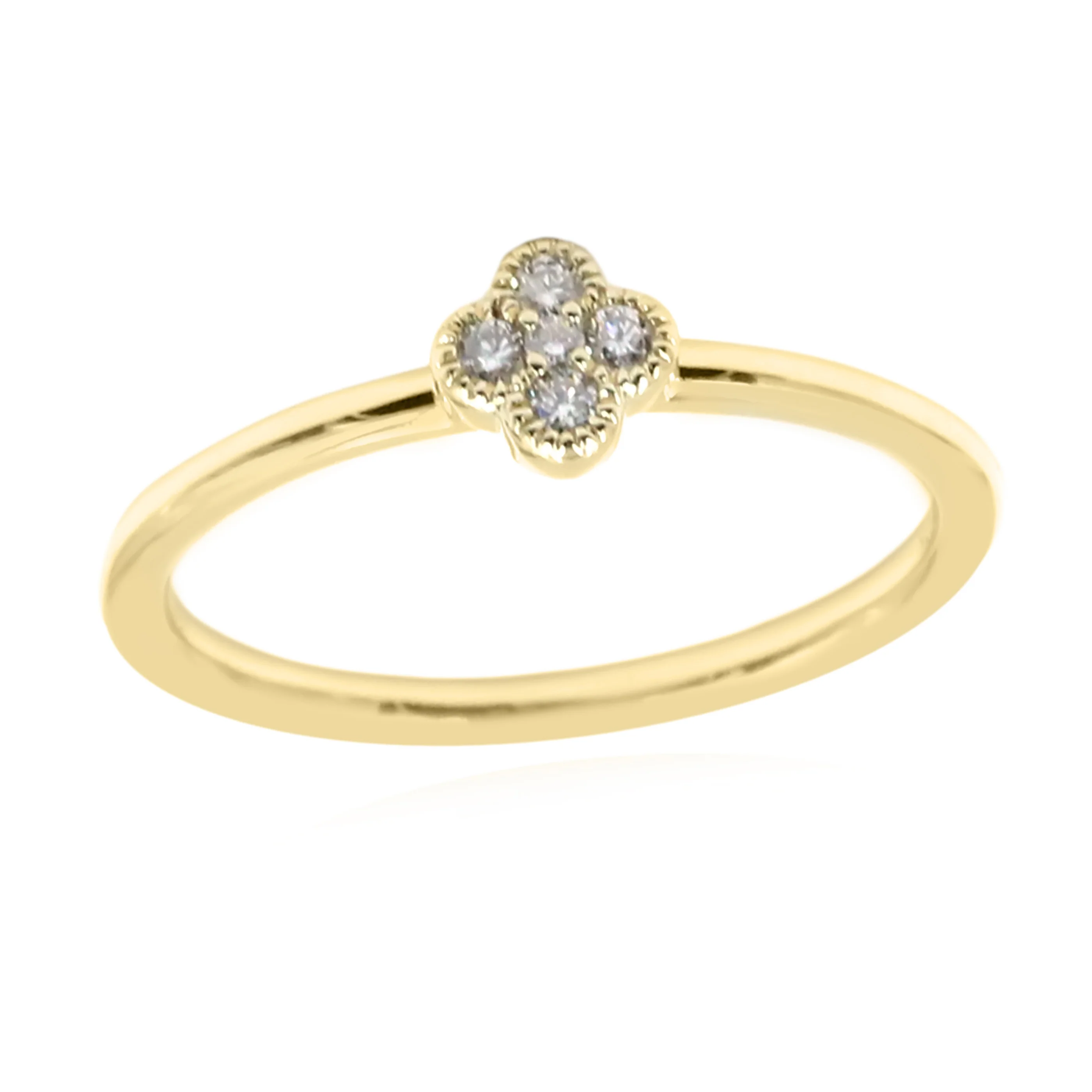 Gilded Lane 14K Gold 0.09ctw Diamond 5-Stone Cluster Stacking Ring - Image 2