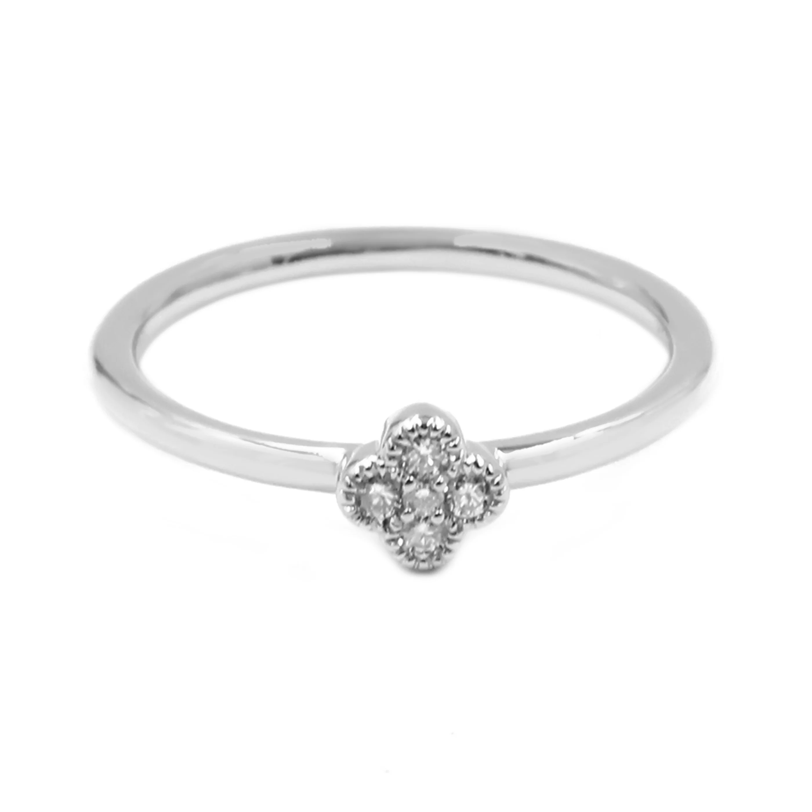 Gilded Lane 14K Gold 0.09ctw Diamond 5-Stone Cluster Stacking Ring - Image 3