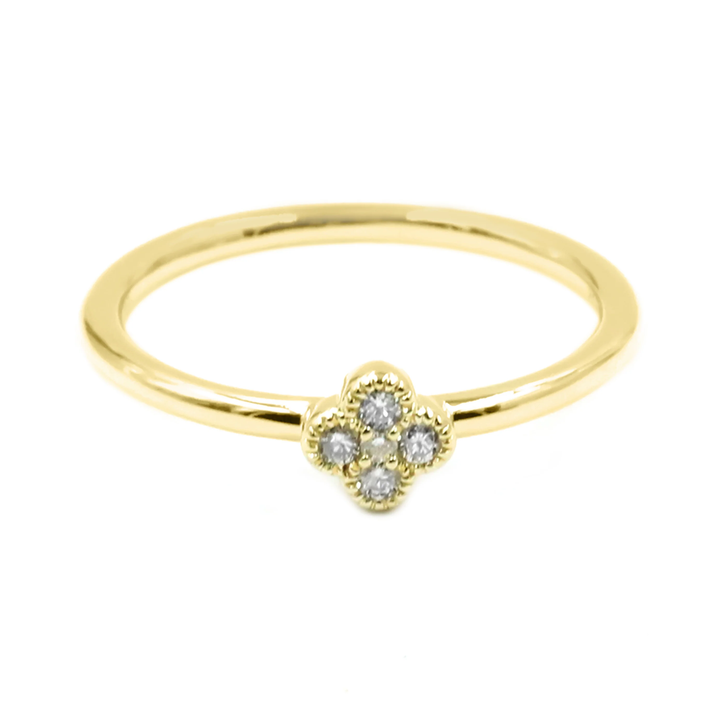 Gilded Lane 14K Gold 0.09ctw Diamond 5-Stone Cluster Stacking Ring - Image 4