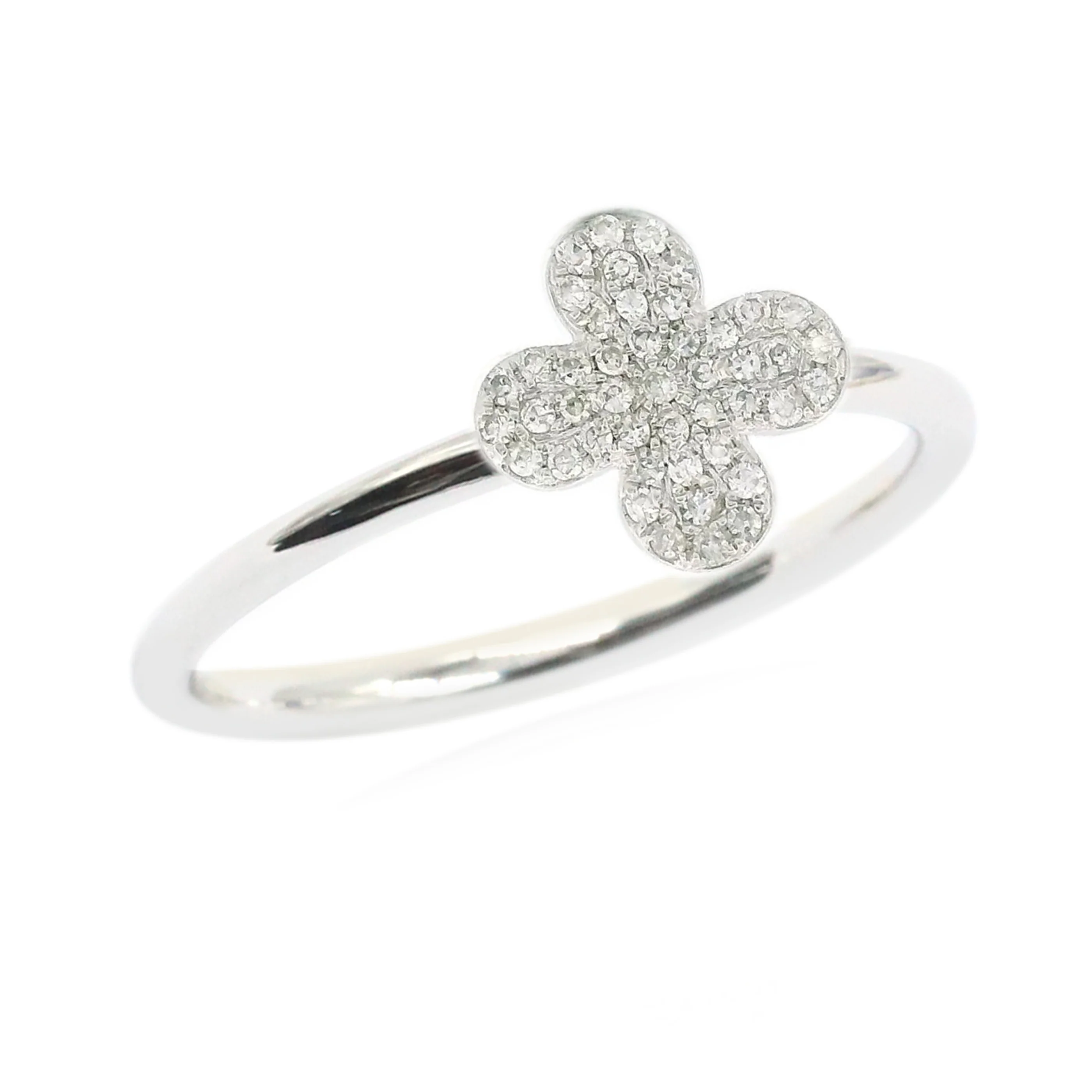 Gilded Lane 14K Gold 0.09ctw Diamond Clover Cluster Ring - Image 2