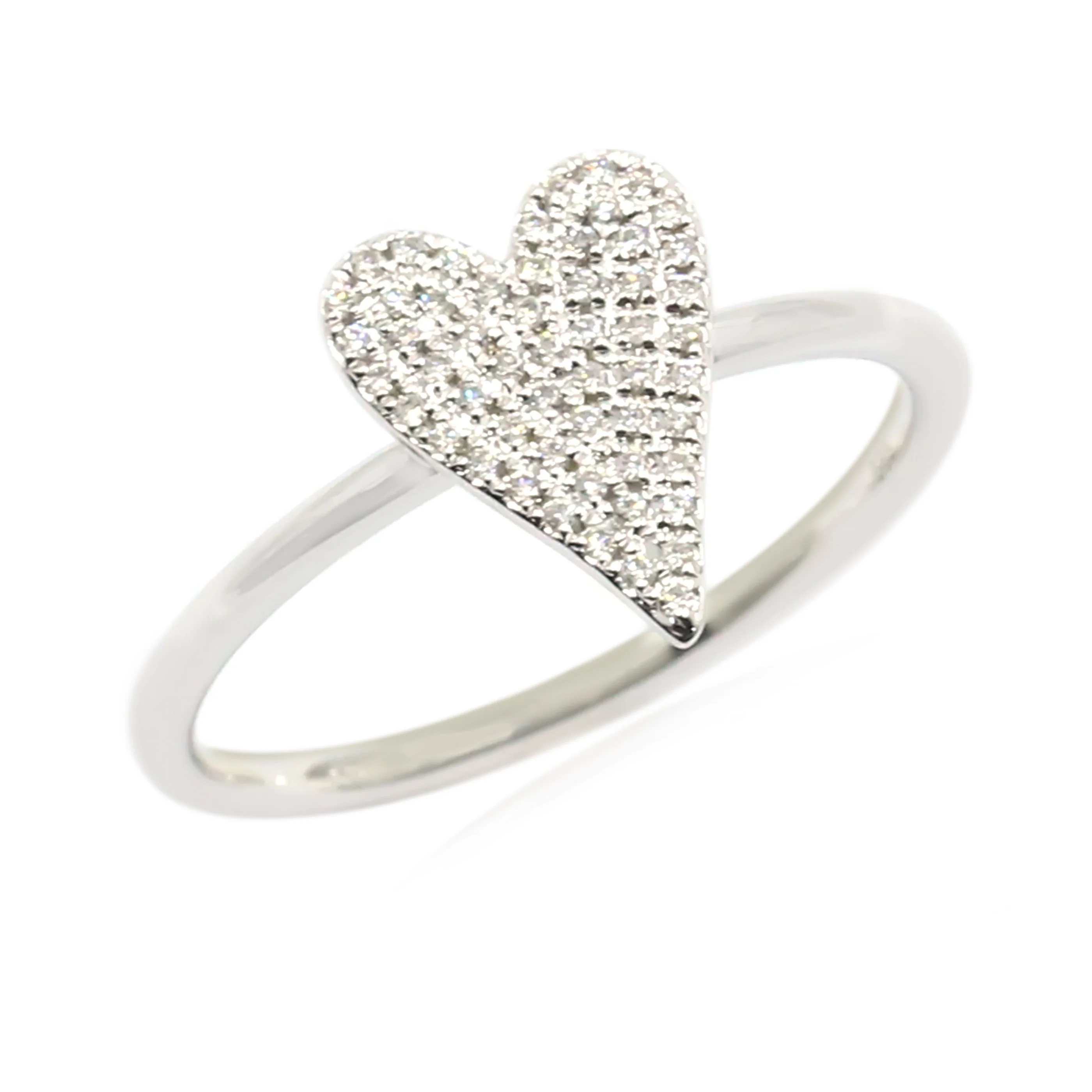Gilded Lane 14K Gold 0.12ctw Diamond Pave Heart Ring - Image 2