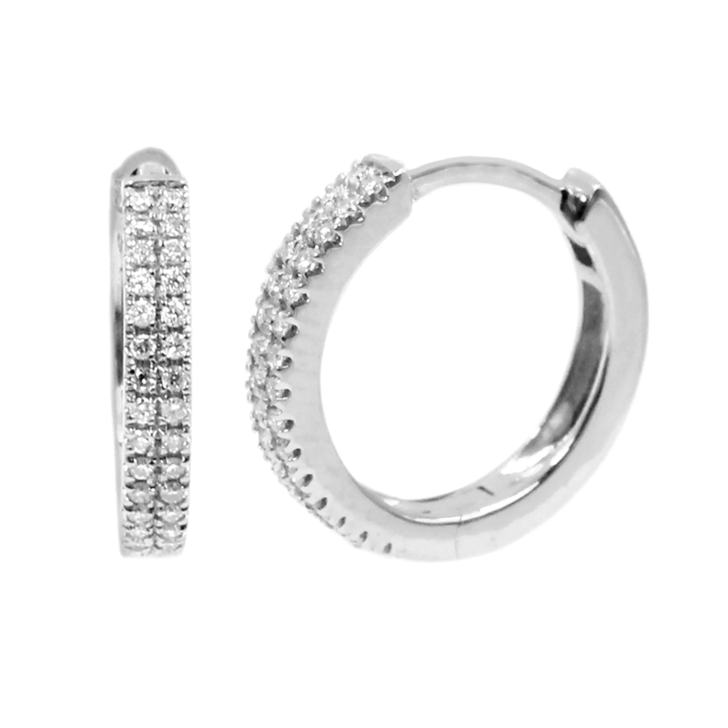 Gilded Lane 14K Gold 0.13ctw Diamond Double Row Huggie Hoop Earrings - Image 2