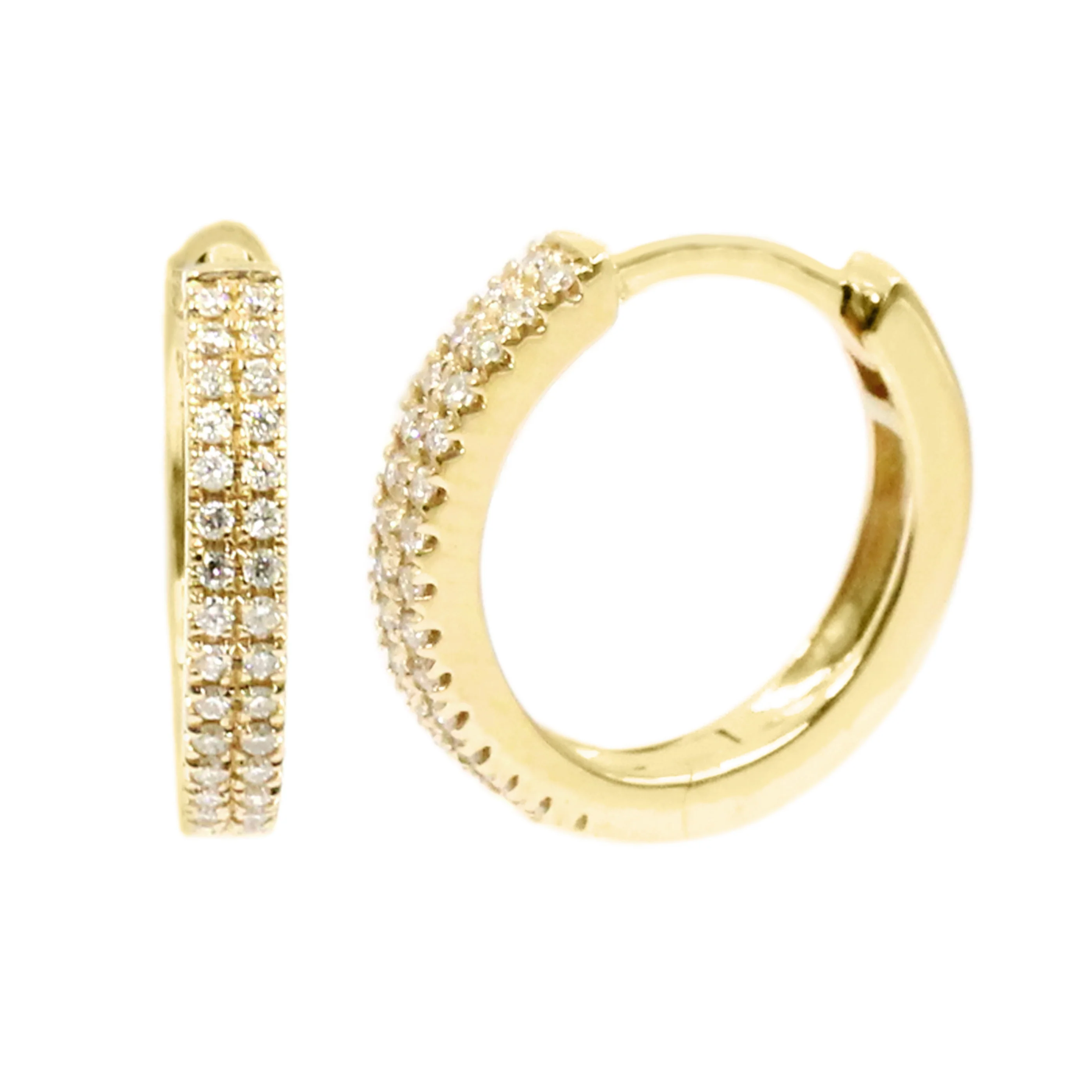 Gilded Lane 14K Gold 0.13ctw Diamond Double Row Huggie Hoop Earrings - Image 3