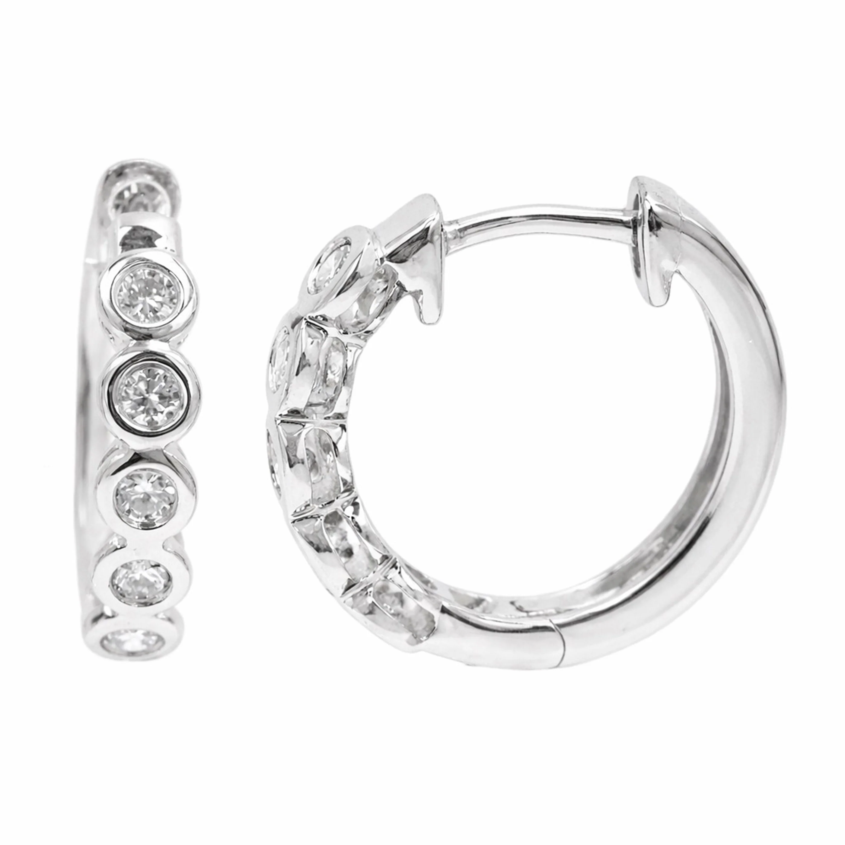 Gilded Lane 14K Gold 0.31ctw Diamond Bezel-Set Hoop Earrings - Image 2