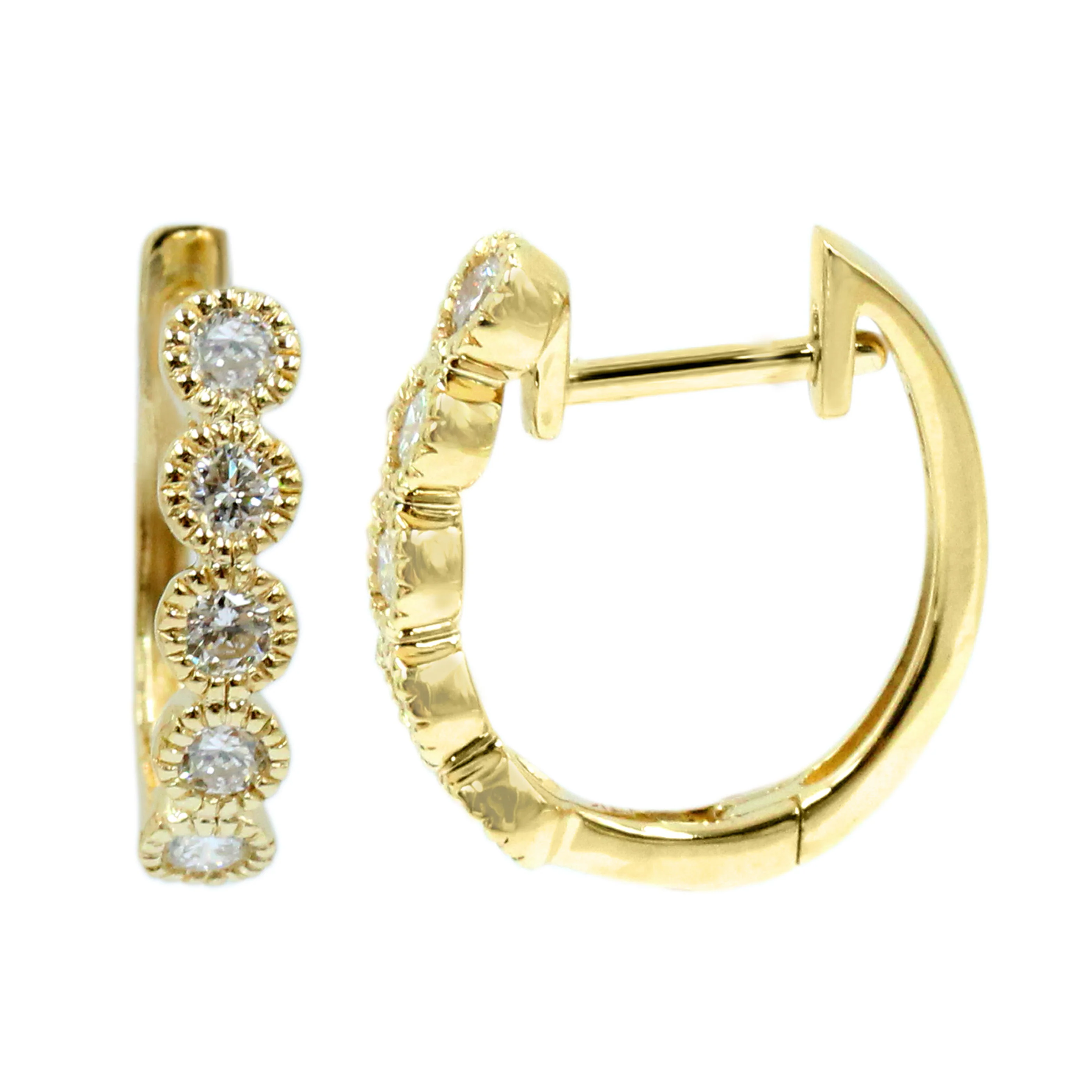 Gilded Lane 14K Gold 0.44ctw Diamond Milgrain-Halo Hoop Earrings - Image 2