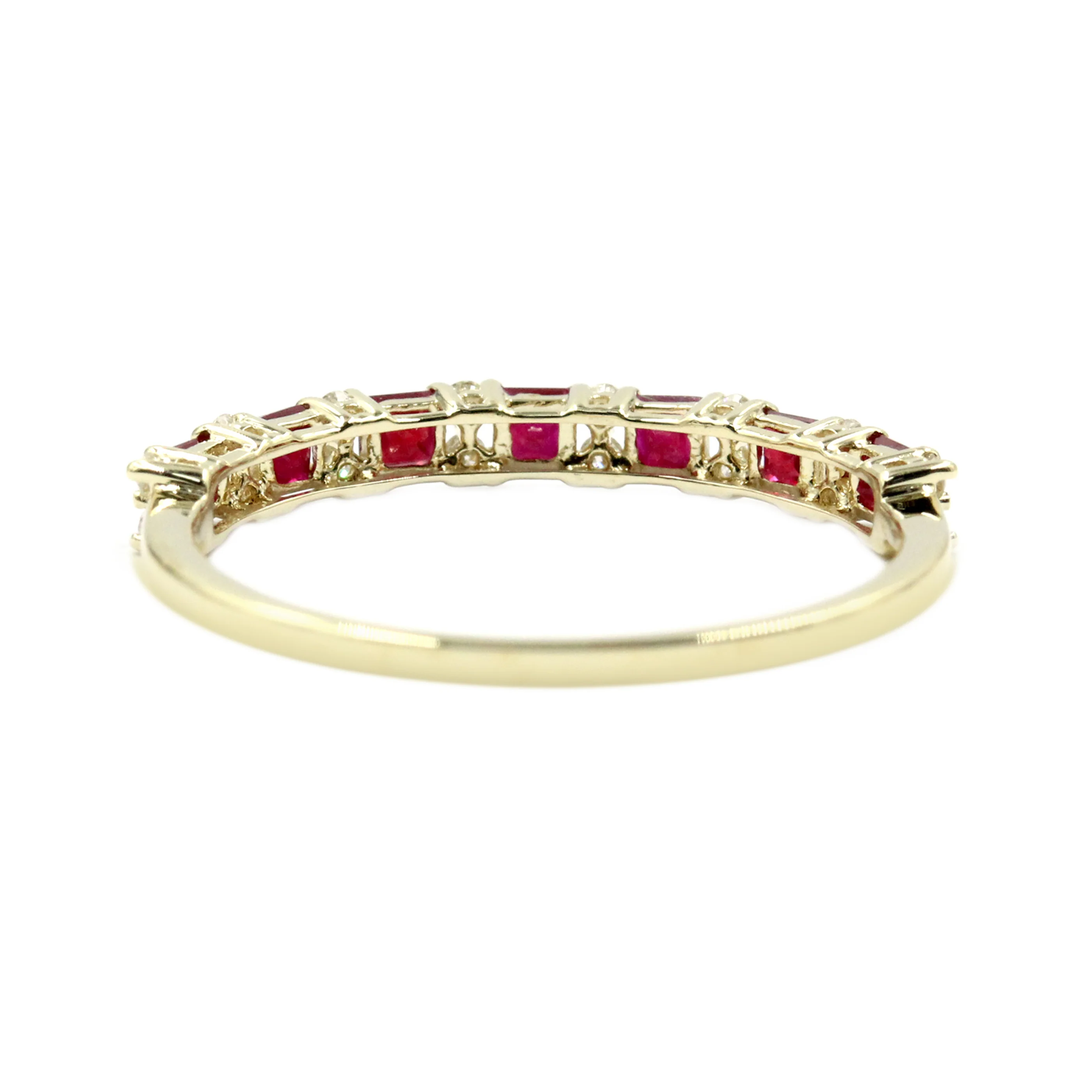 Gilded Lane 14K Gold 2mm Square-Cut Ruby & Diamond Alternating Stack Ring - Image 3