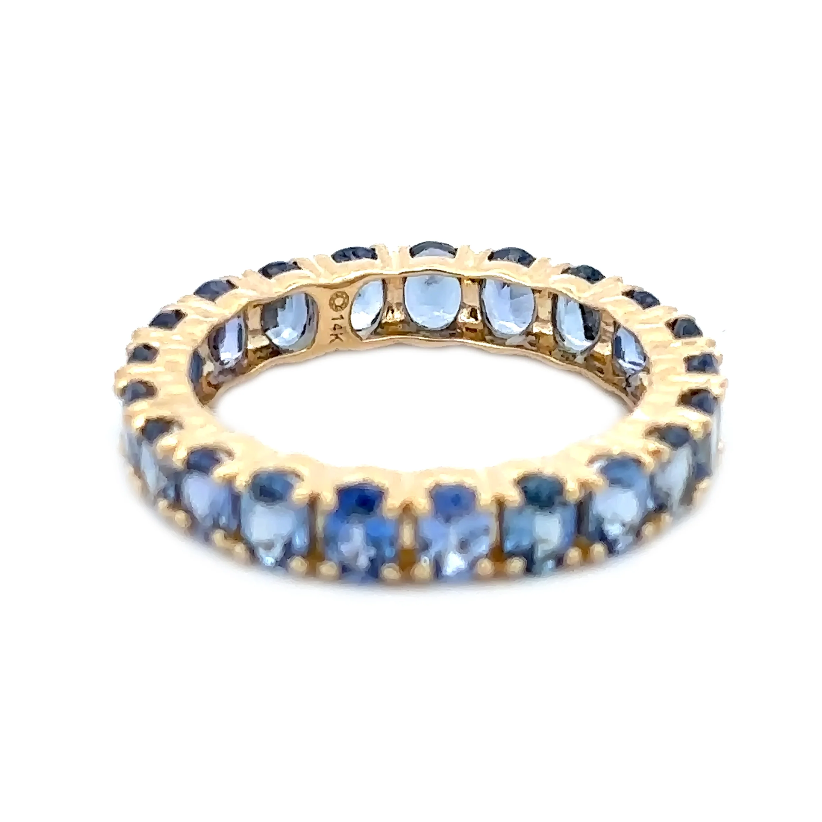 Gilded Lane 14K Gold 4x3mm Ceylon Blue Sapphire Eternity Band Ring - Image 2
