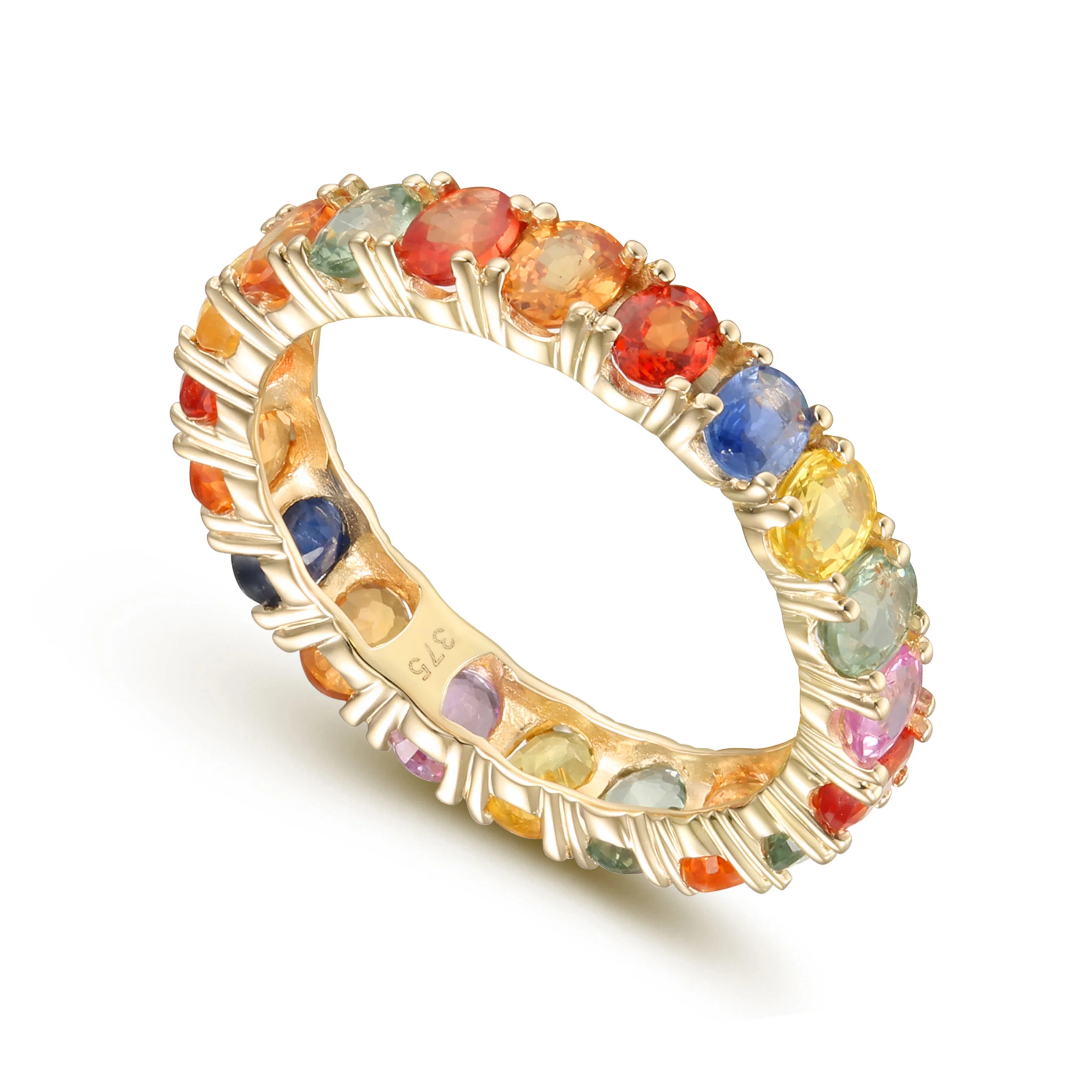 Gilded Lane 14K Gold 4x3mm Multi-Sapphire Eternity Band Ring - Image 2