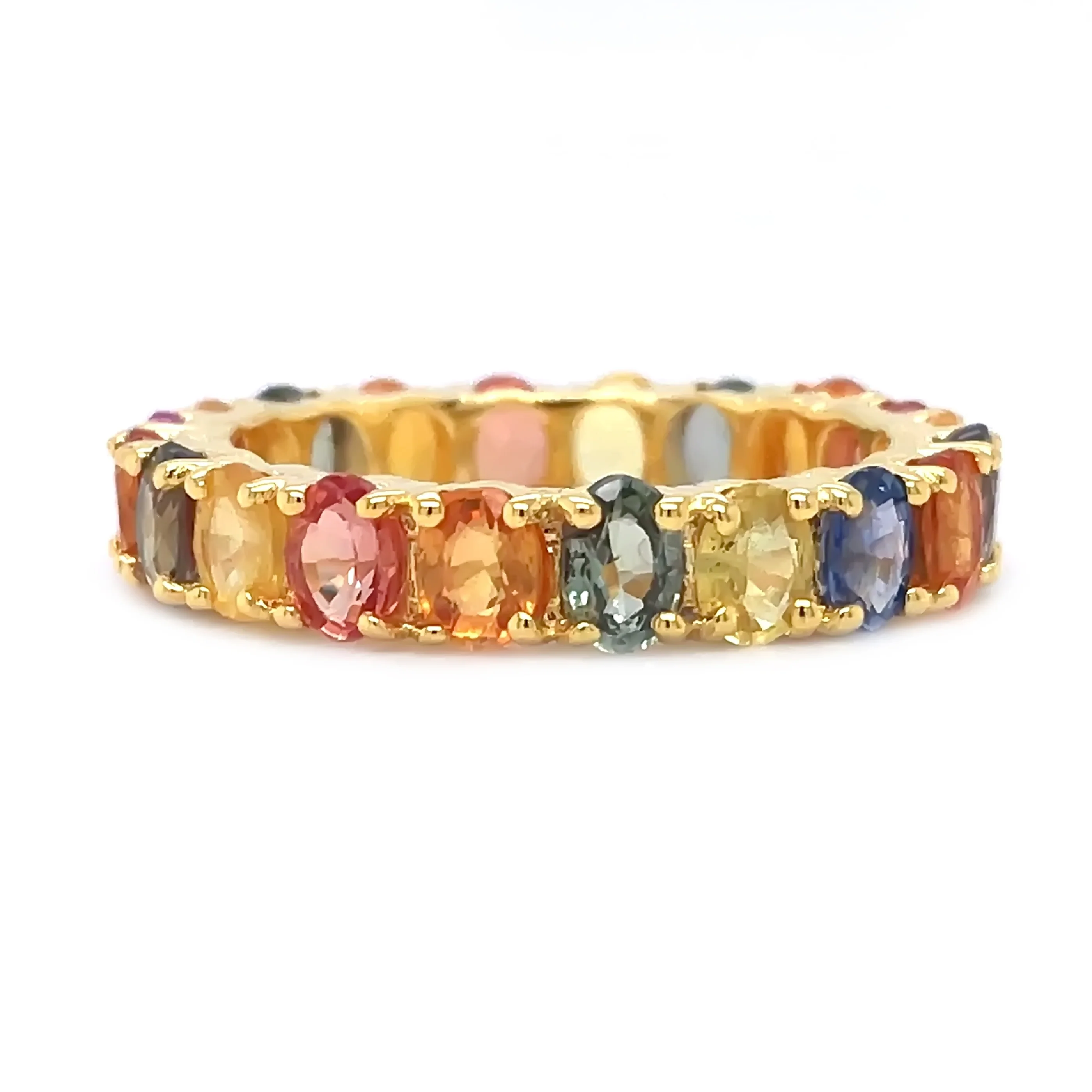 Gilded Lane 14K Gold 4x3mm Multi-Sapphire Eternity Band Ring - Image 3