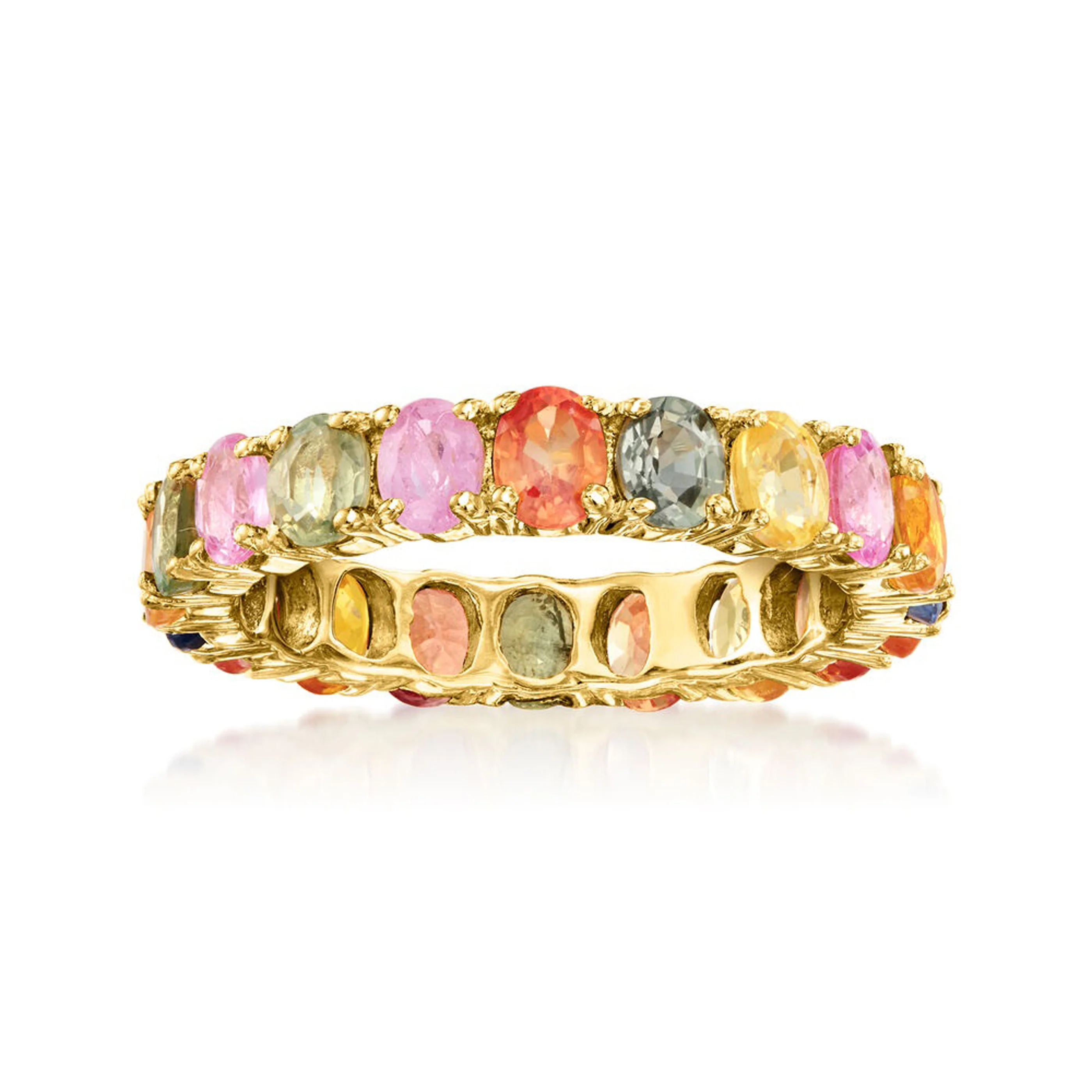 Gilded Lane 14K Gold 4x3mm Multi-Sapphire Eternity Band Ring - Image 4