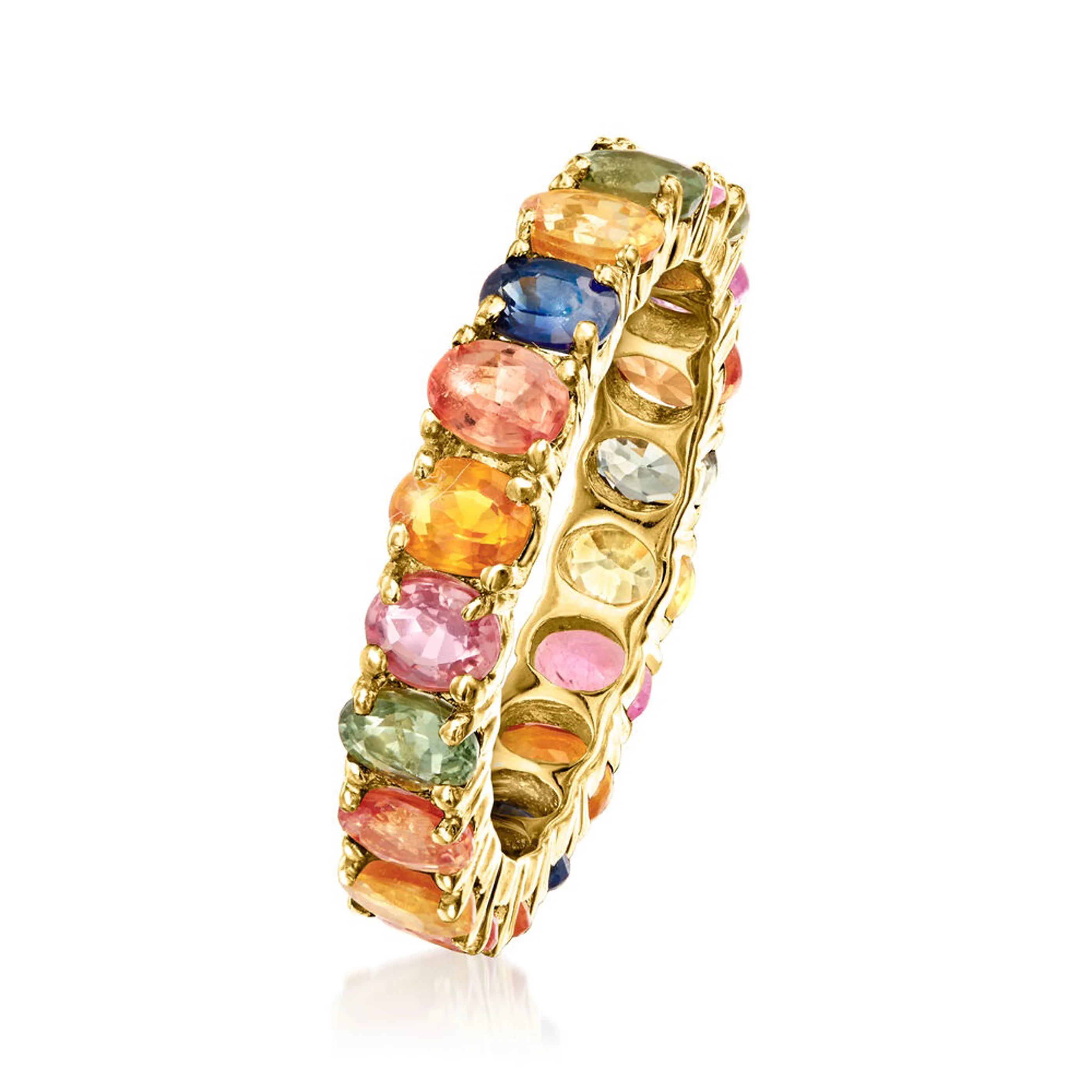 Gilded Lane 14K Gold 4x3mm Multi-Sapphire Eternity Band Ring - Image 5