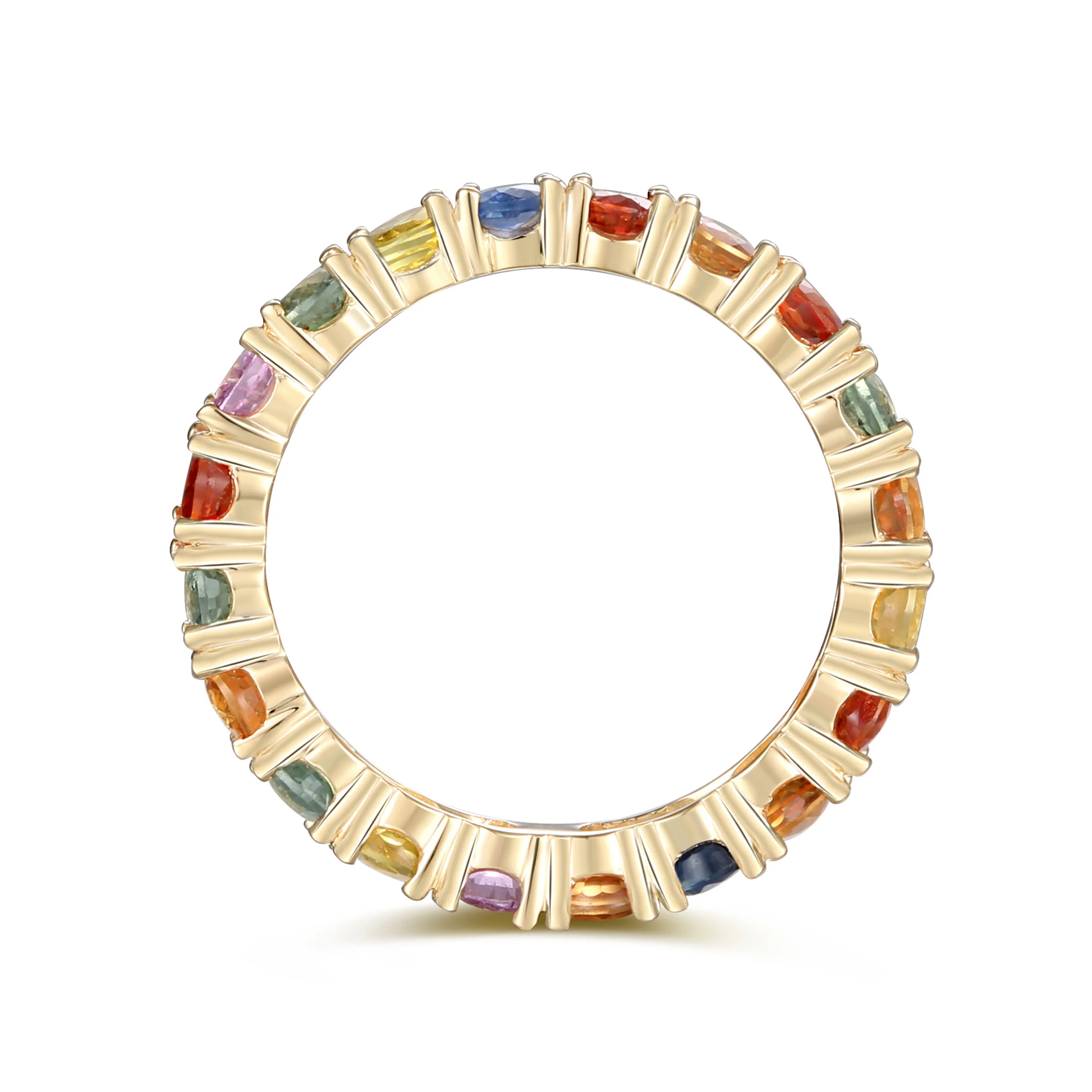 Gilded Lane 14K Gold 4x3mm Multi-Sapphire Eternity Band Ring - Image 6