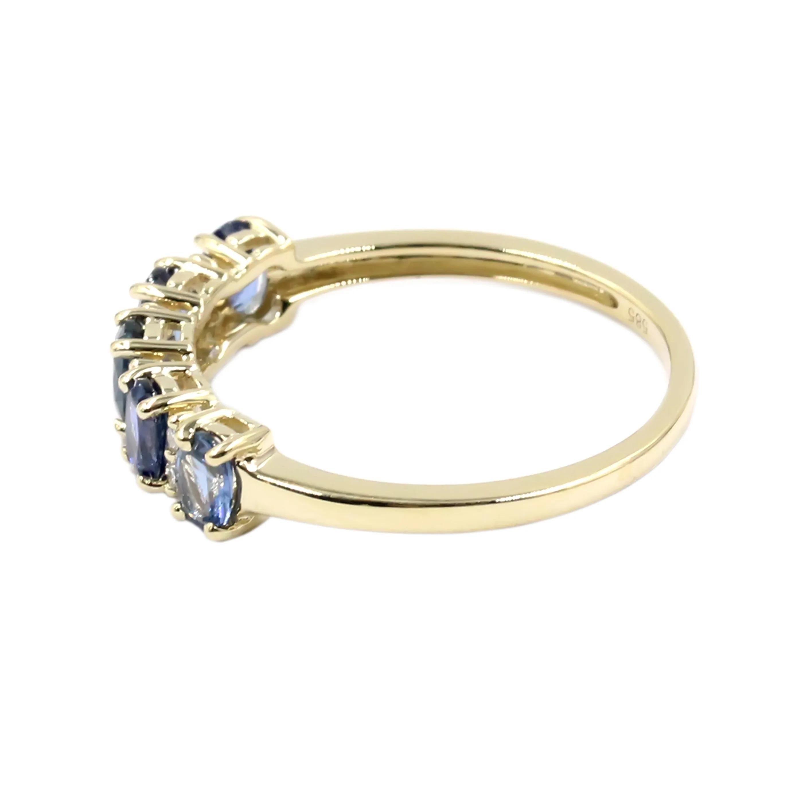 Gilded Lane 14K Gold 5-Stone Ceylon Blue Sapphire & Diamond Band Ring - Image 3