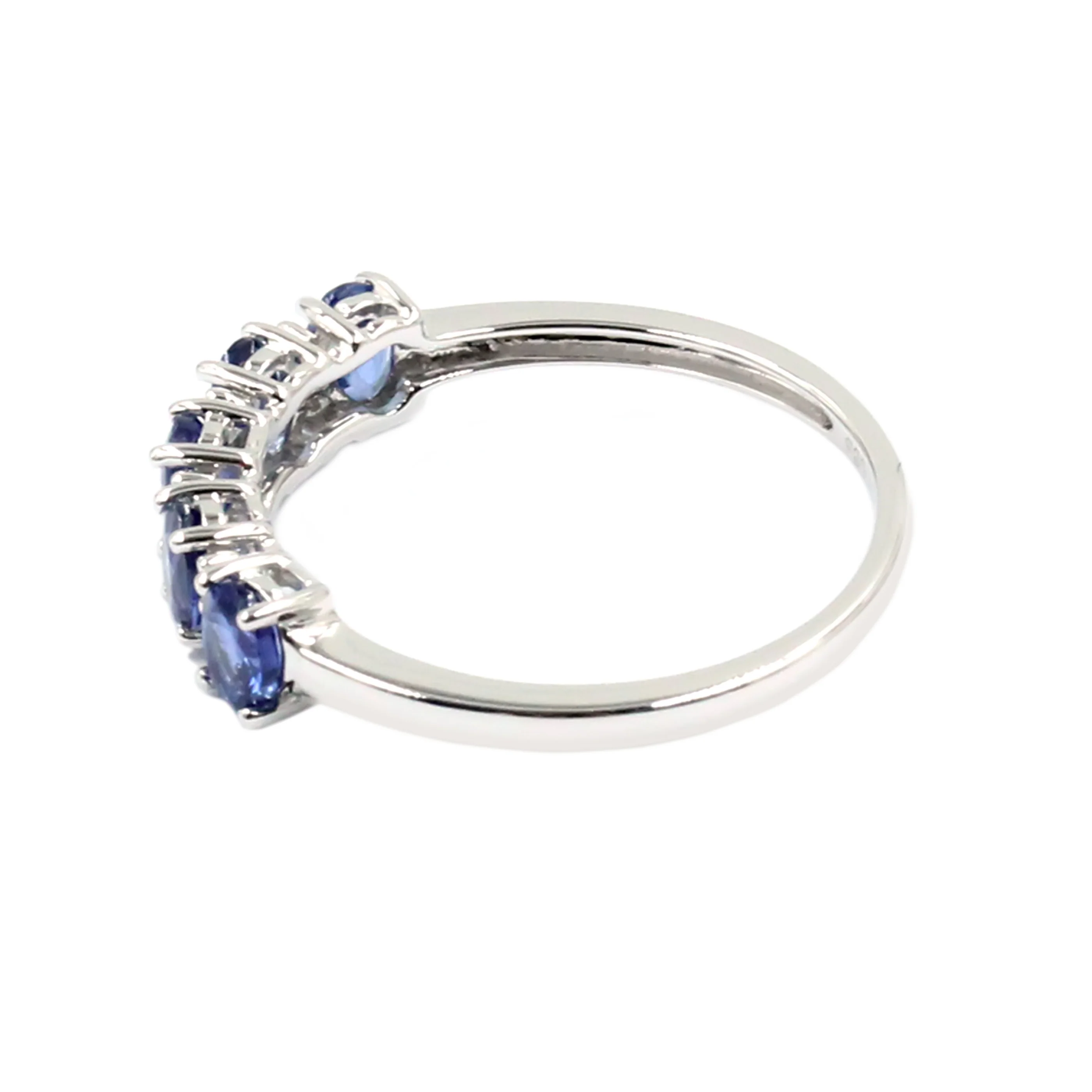 Gilded Lane 14K Gold 5-Stone Ceylon Blue Sapphire & Diamond Band Ring - Image 4