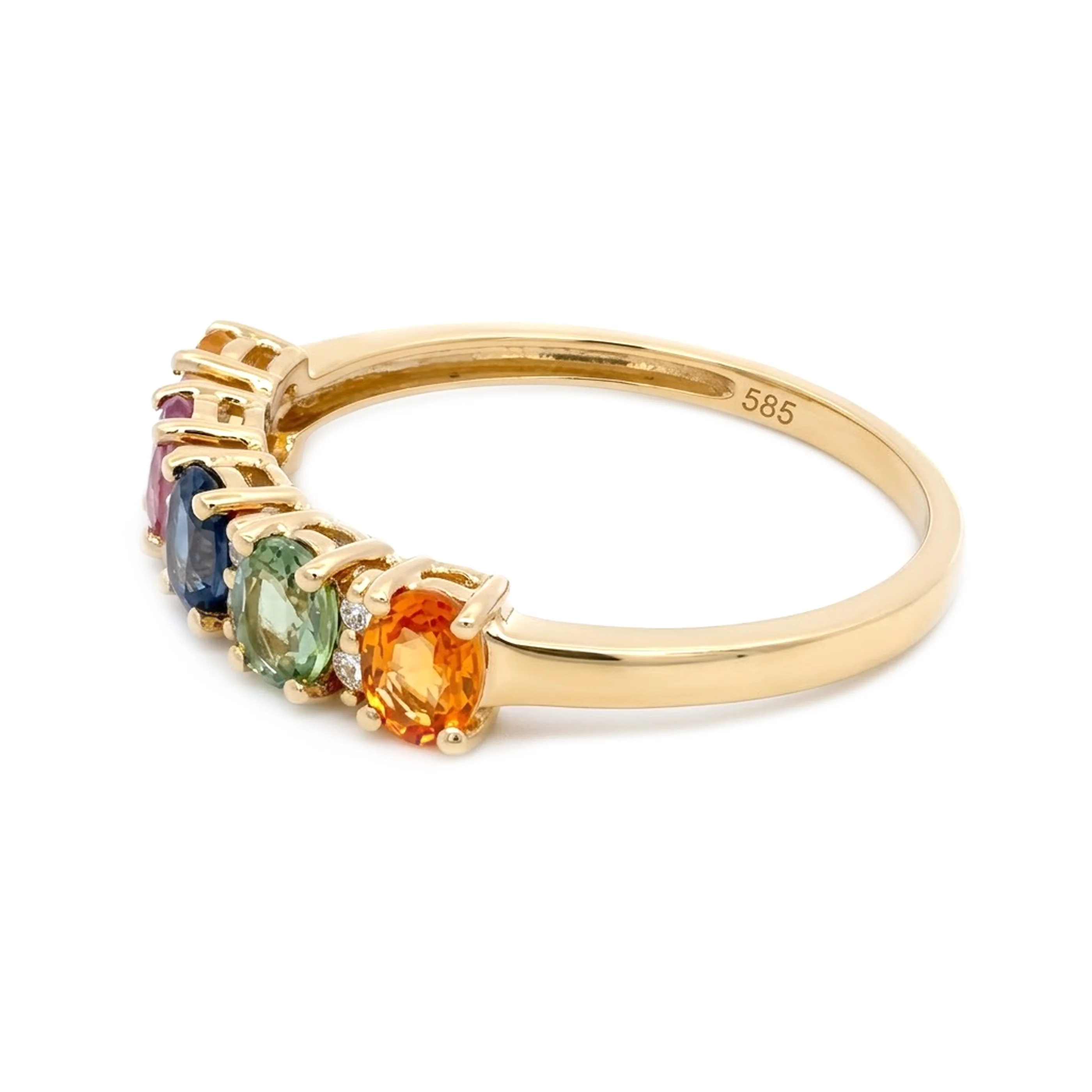 Gilded Lane 14K Gold 5-Stone Multi-Sapphire & Diamond Band Ring - Image 2