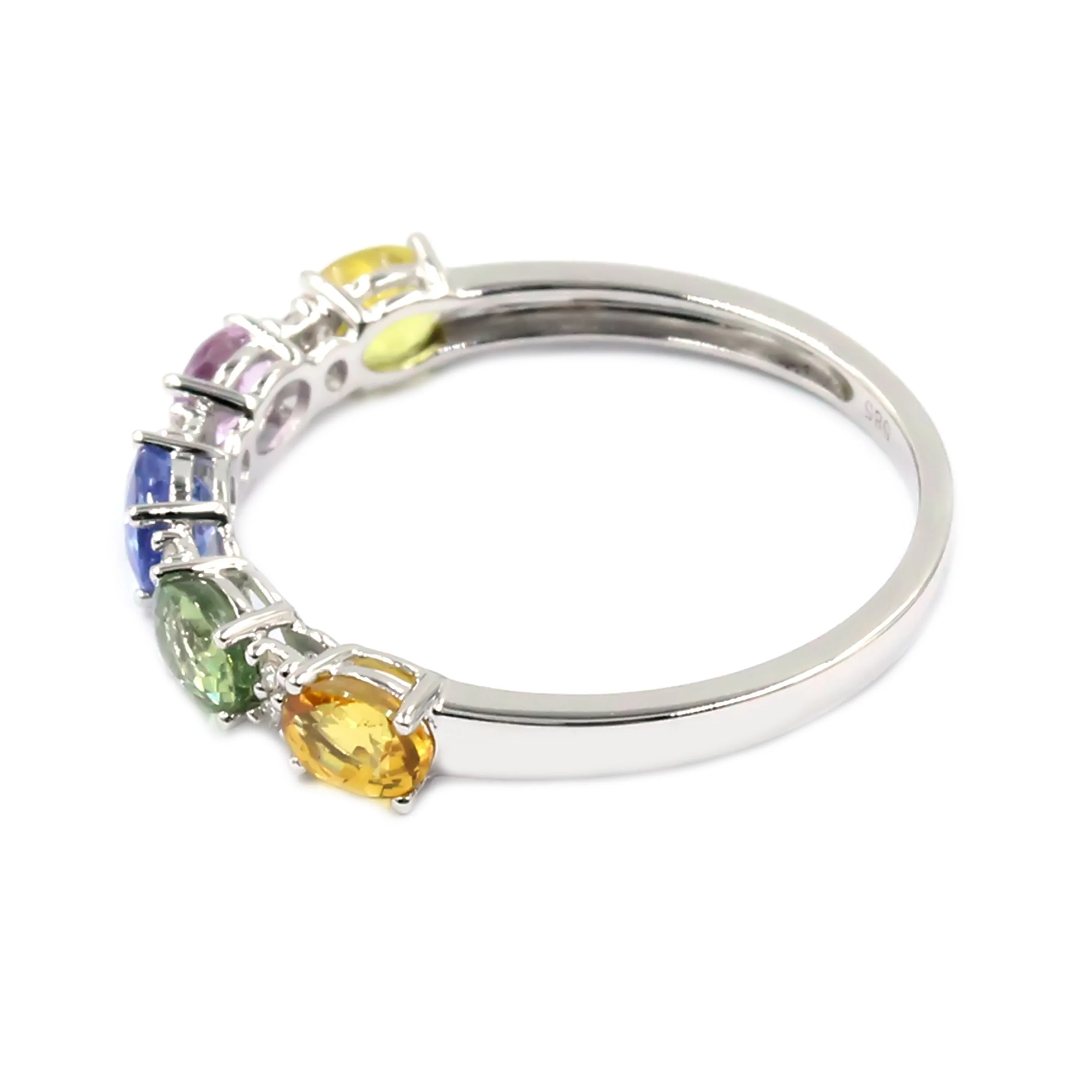 Gilded Lane 14K Gold 5-Stone Oval Multi-Sapphire & Diamond Ring - Image 4