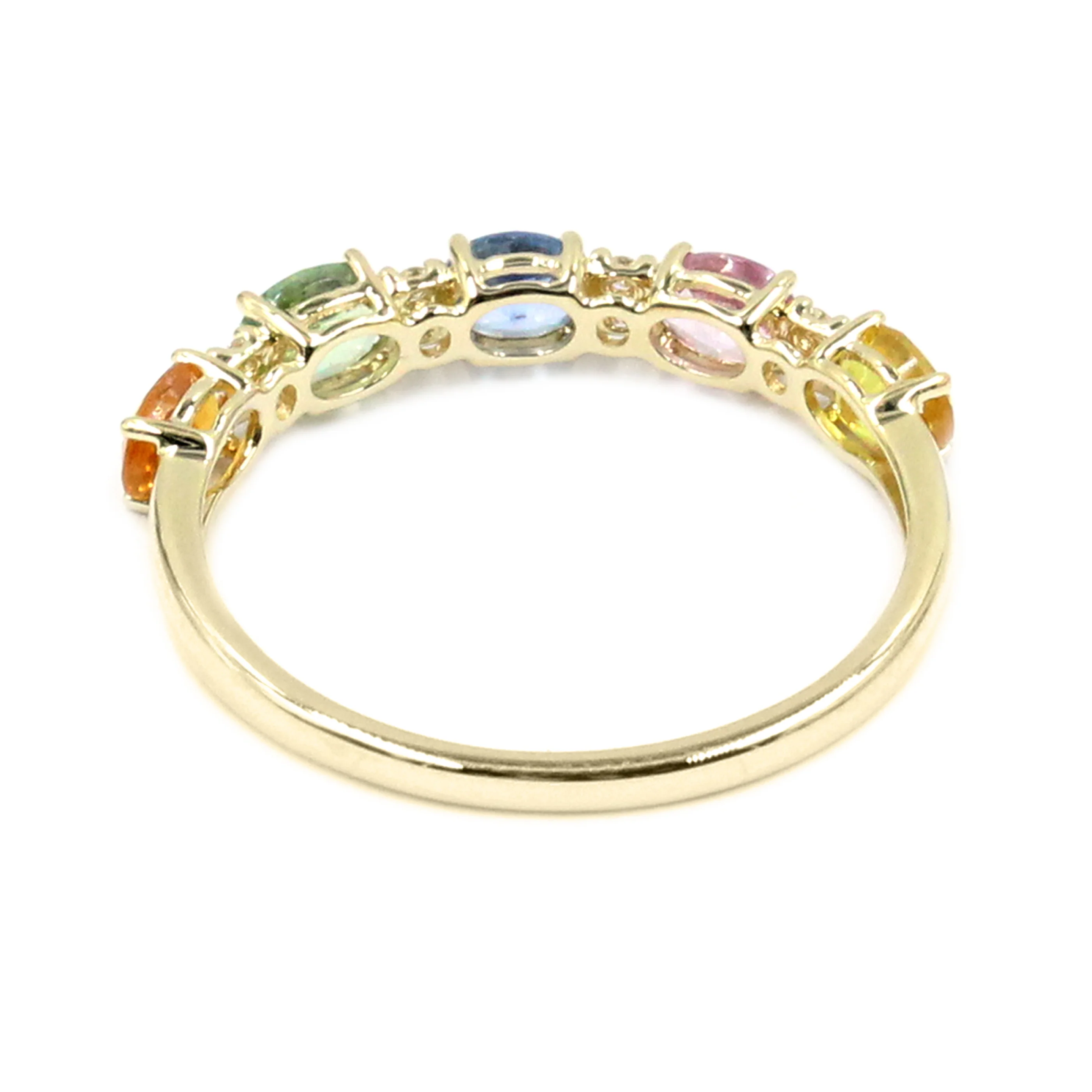 Gilded Lane 14K Gold 5-Stone Oval Multi-Sapphire & Diamond Ring - Image 5