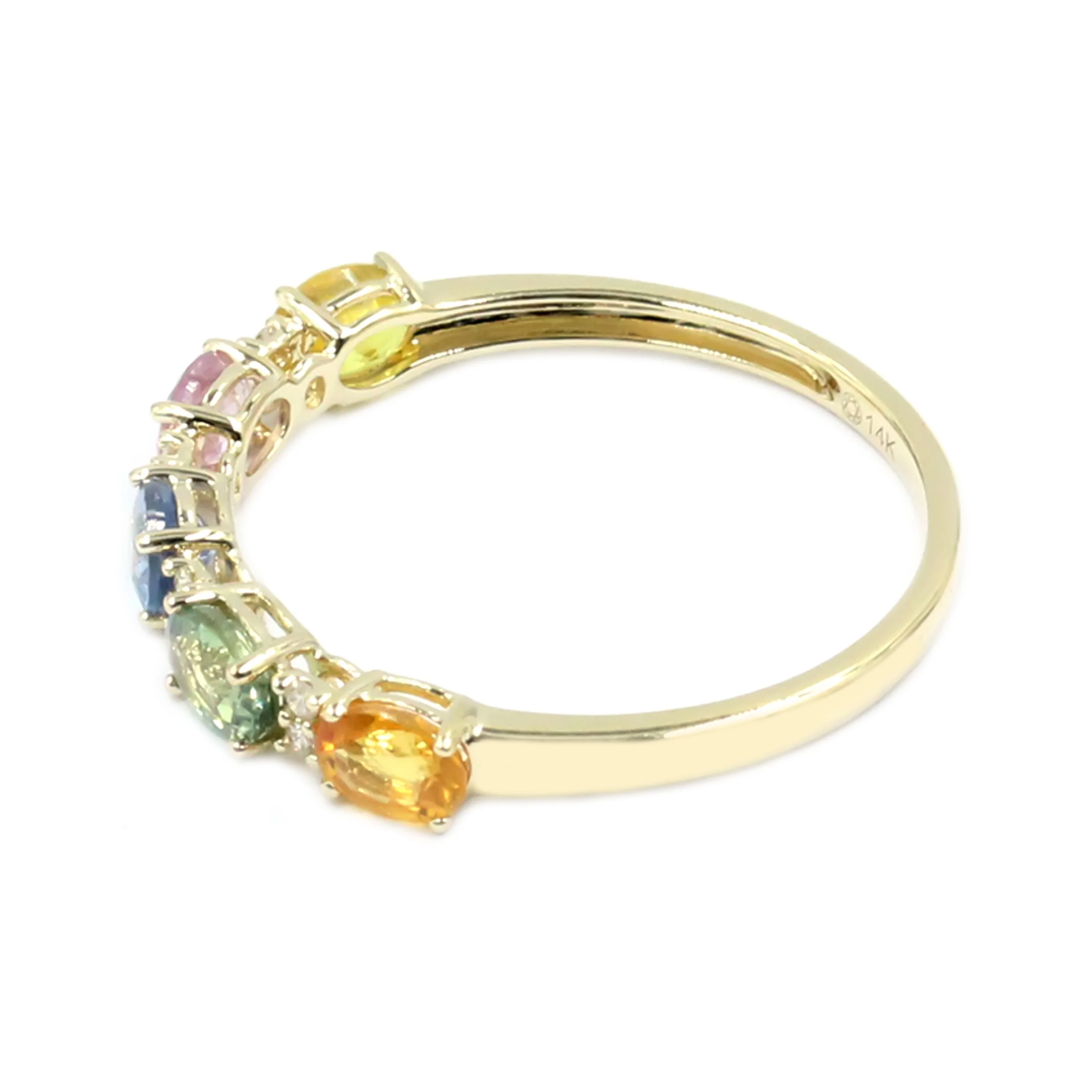 Gilded Lane 14K Gold 5-Stone Oval Multi-Sapphire & Diamond Ring - Image 7