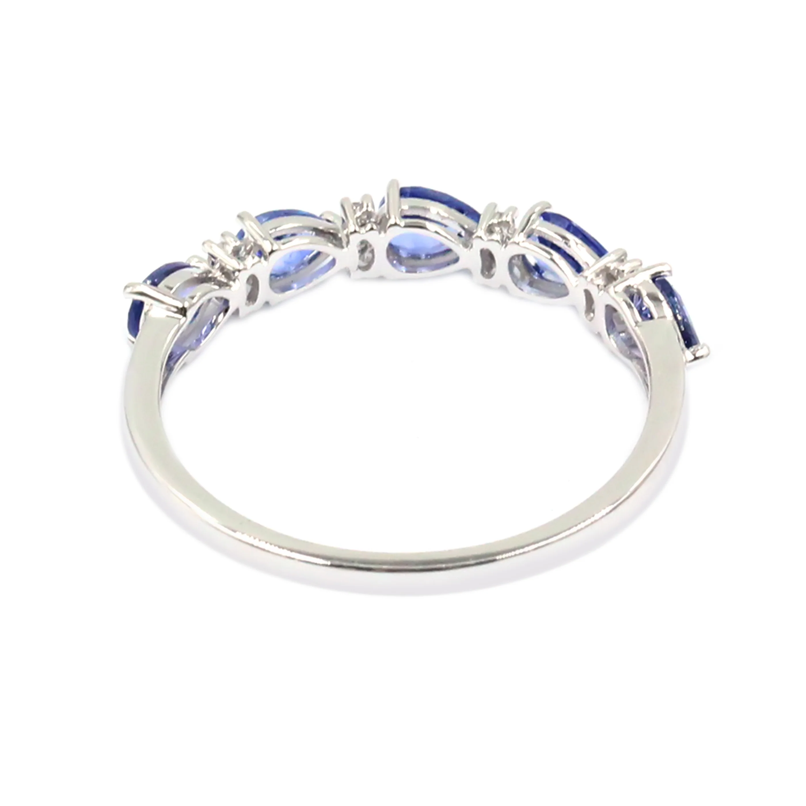 Gilded Lane 14K Gold 5-Stone Pear-Shaped Ceylon Blue Sapphire & Diamond Ring - Image 3