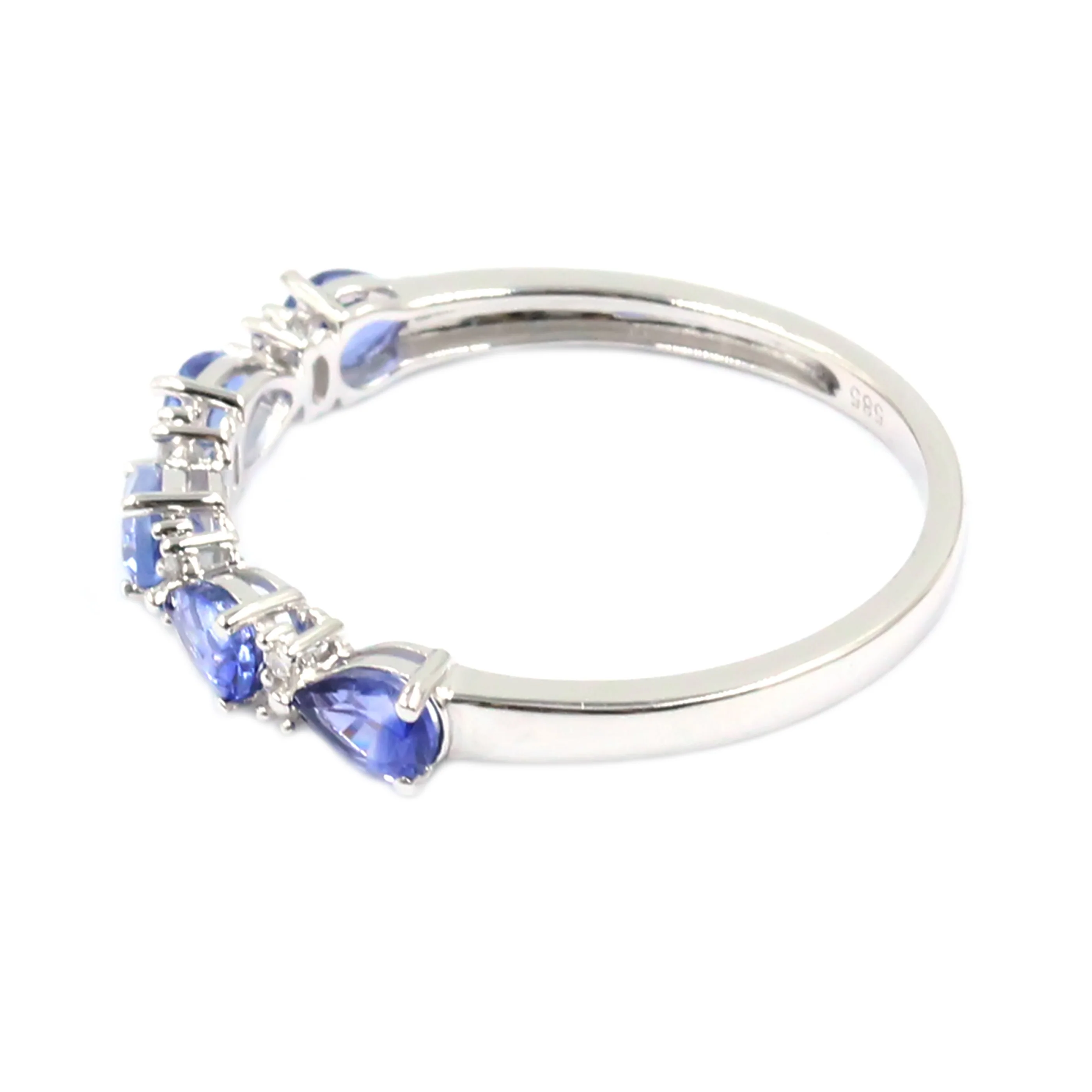 Gilded Lane 14K Gold 5-Stone Pear-Shaped Ceylon Blue Sapphire & Diamond Ring - Image 5