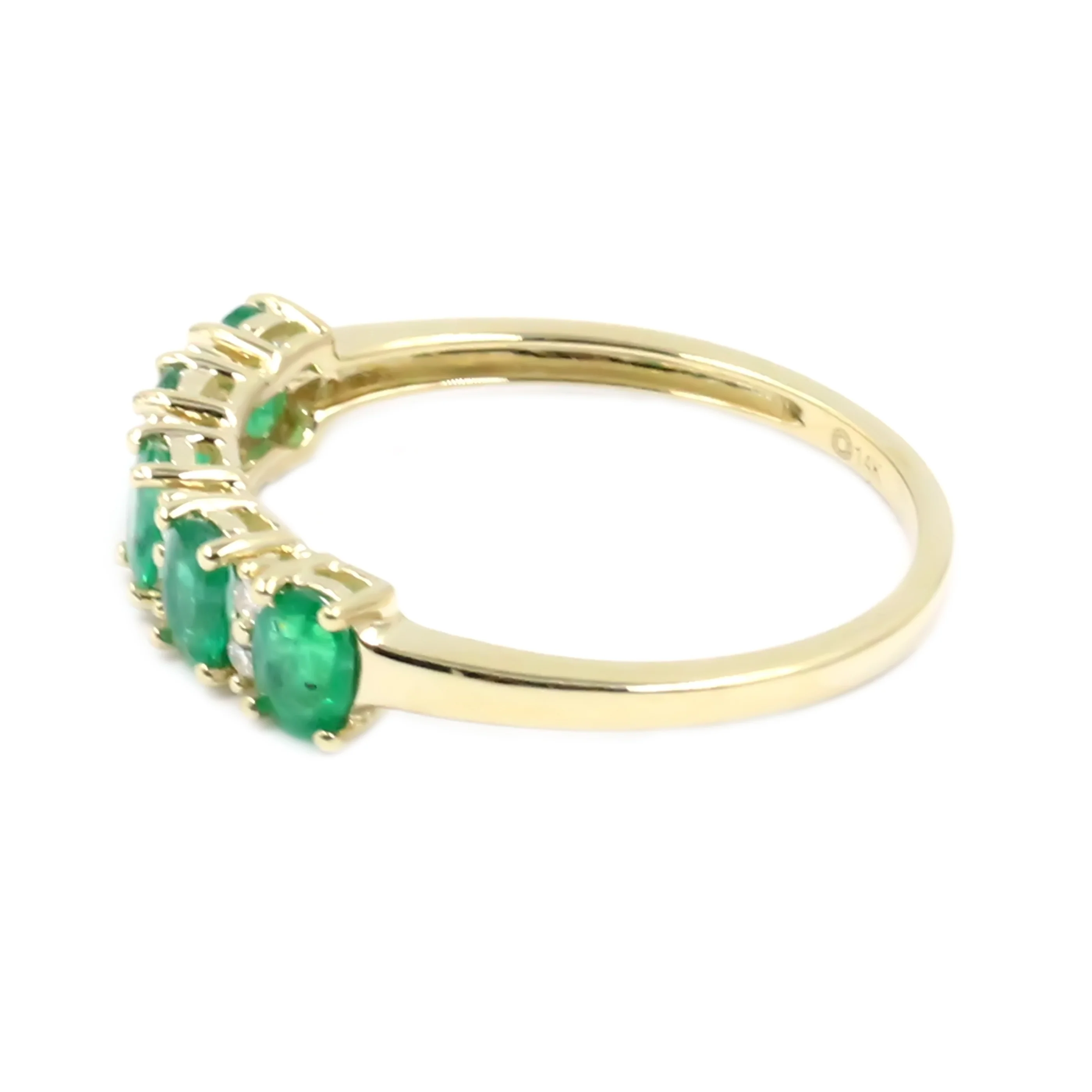 Gilded Lane 14K Gold 5-Stone Zambian Emerald & Diamond Band Ring - Image 2
