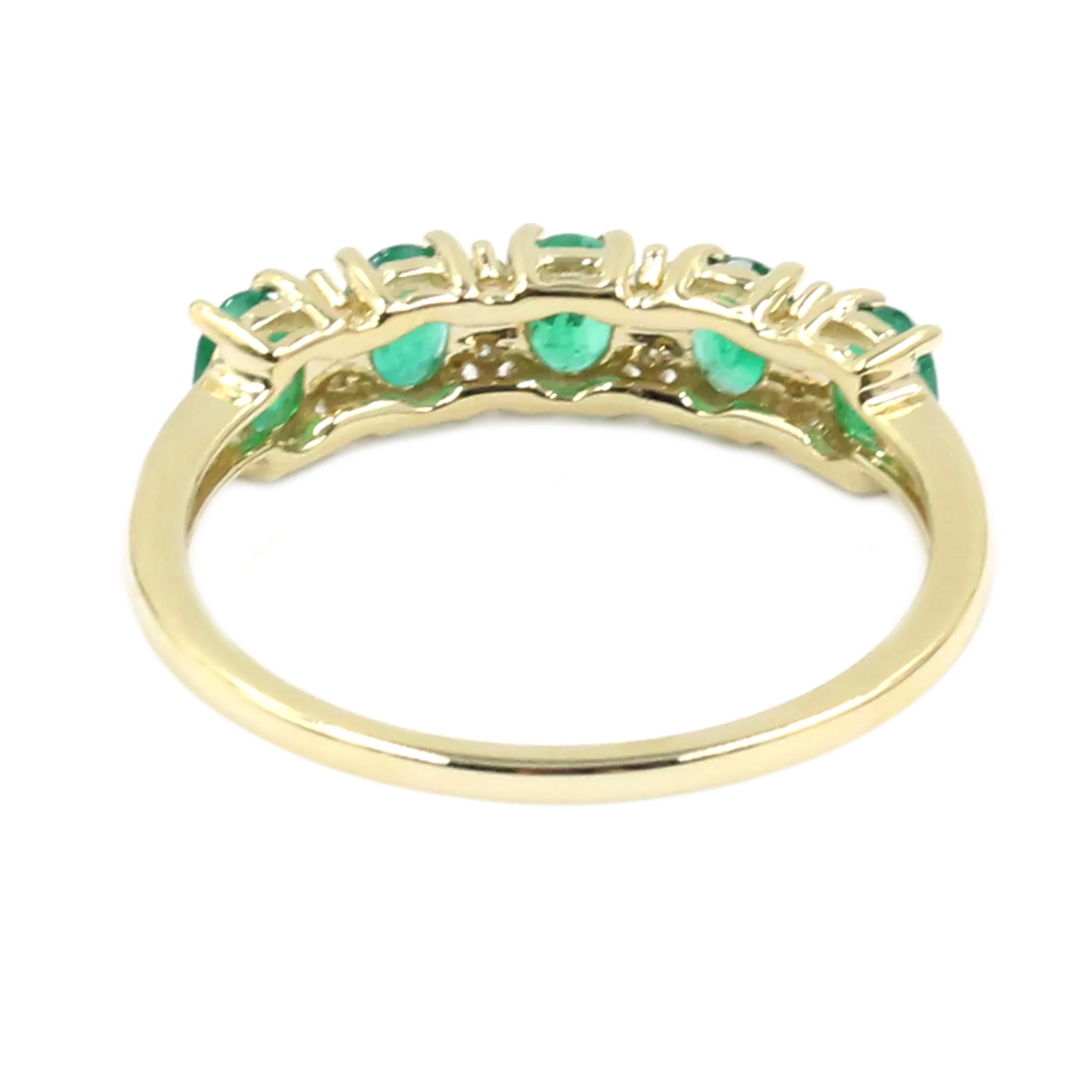 Gilded Lane 14K Gold 5-Stone Zambian Emerald & Diamond Band Ring - Image 3