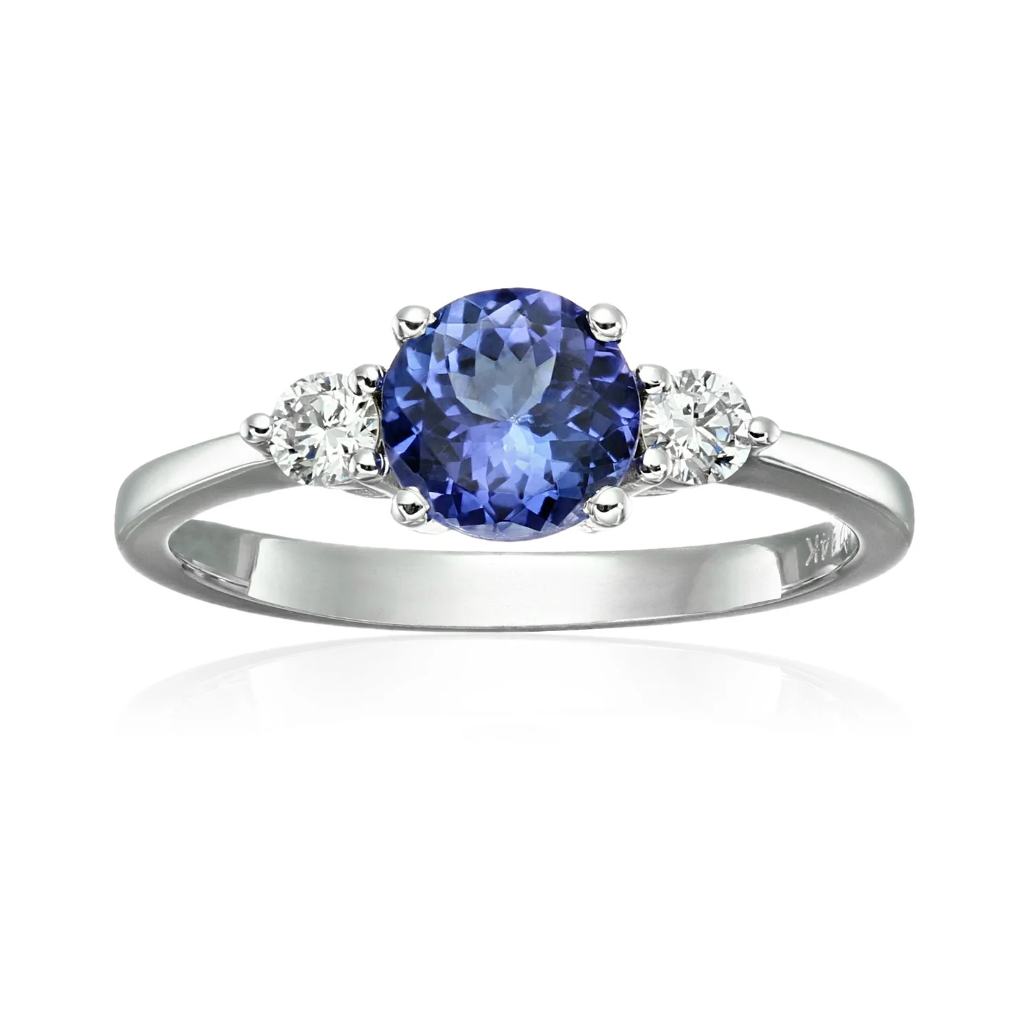 Gilded Lane 14K Gold 6.5mm Round Gem & Diamond Ring - Image 2